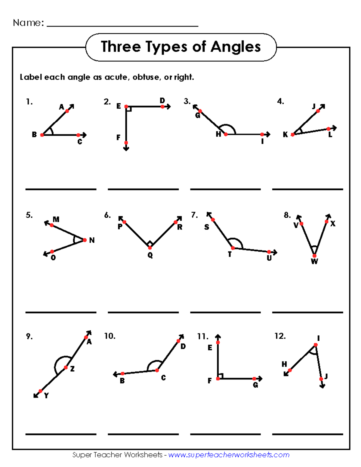 Three Types of Angles: Acute, Obtuse, and Right Identification - Studocu
