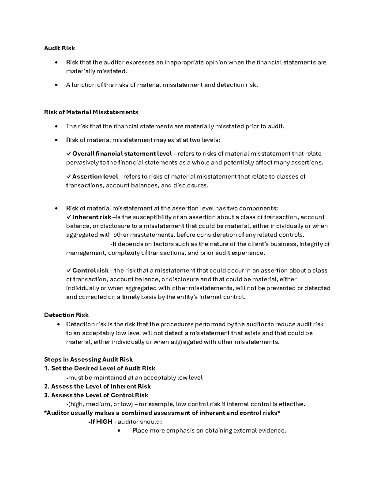 Audit Risk Notes: Understanding Material Misstatements and Detection ...