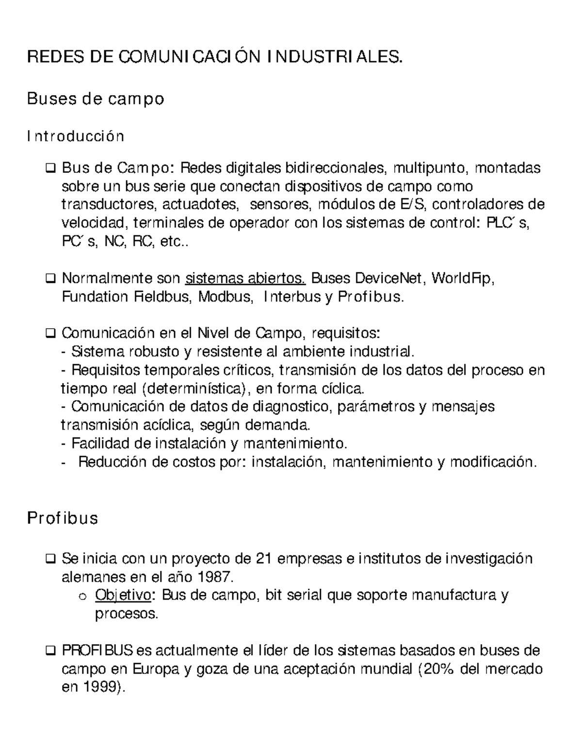 Protocolo Profibus: Introducción a Buses de Campo en Redes Industriales ...