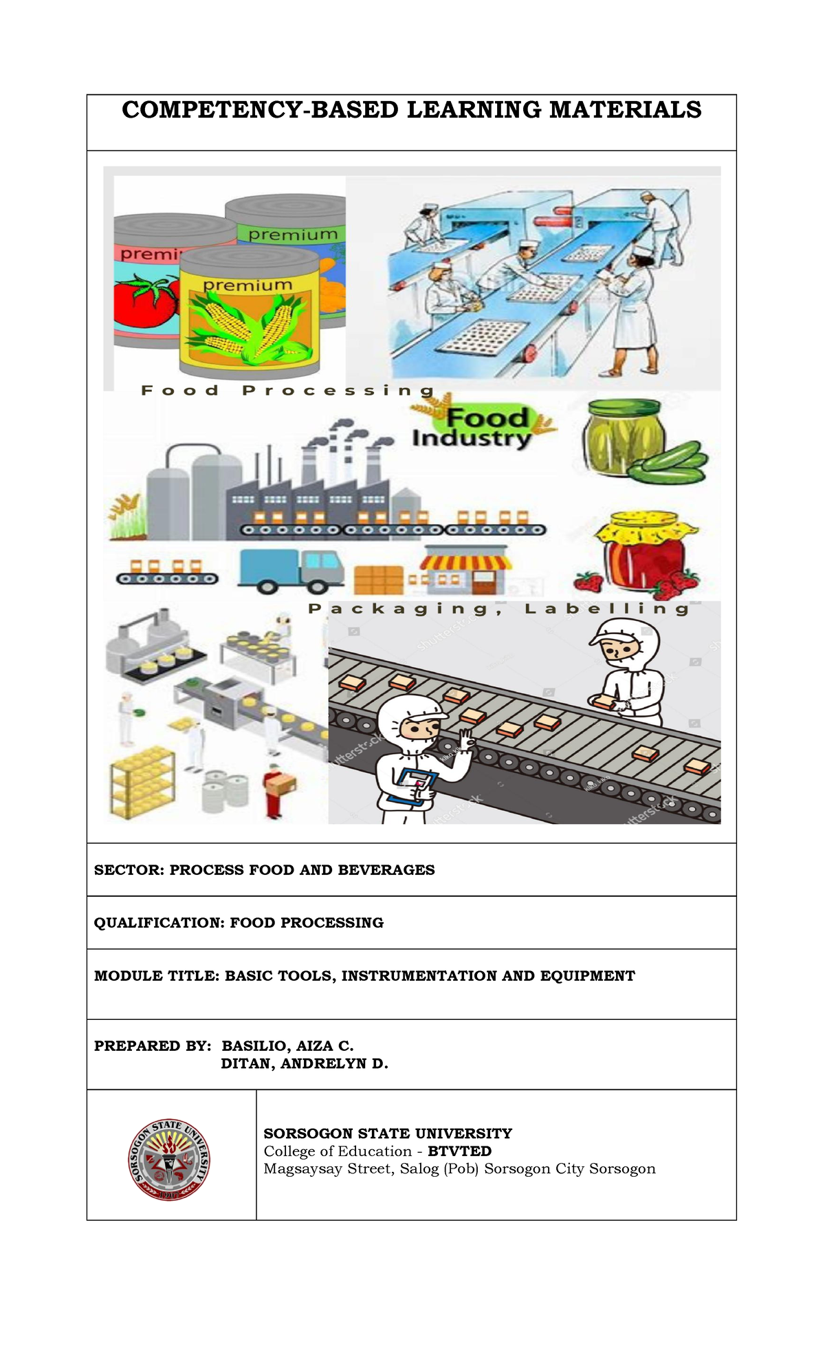 Basic Tools and Equipment in Food Processing - FPPL CBLM Module - Studocu