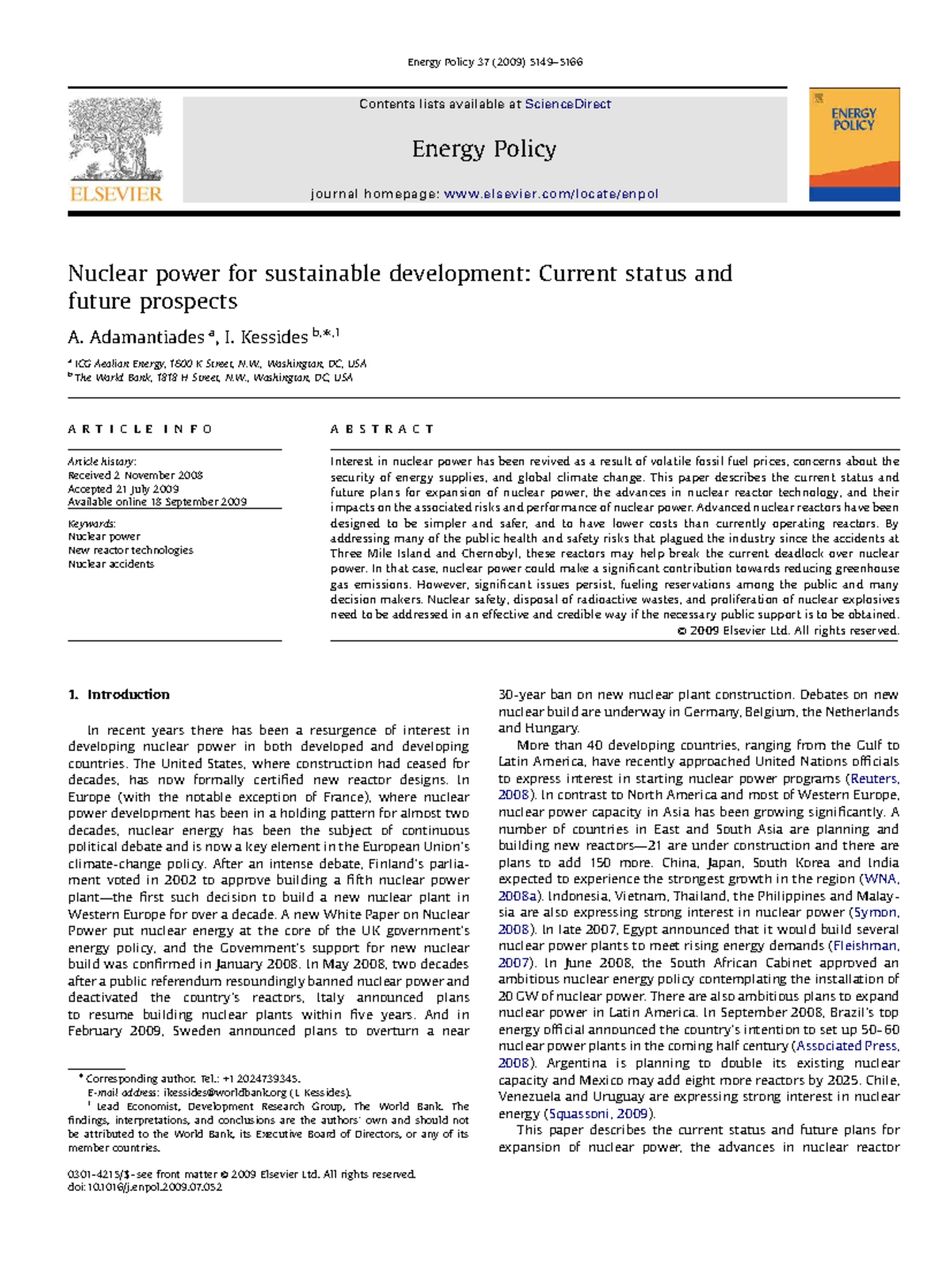 Nuclear Power for Sustainable Development: Status and Future Insights ...