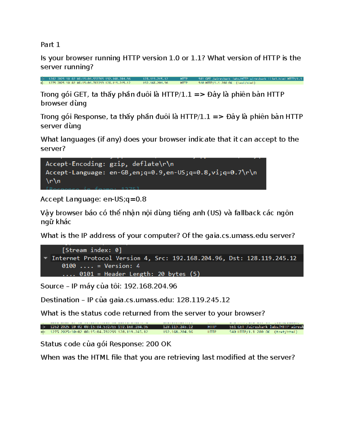 Lab 2a: Analyzing HTTP Versions and Server Responses - Studocu