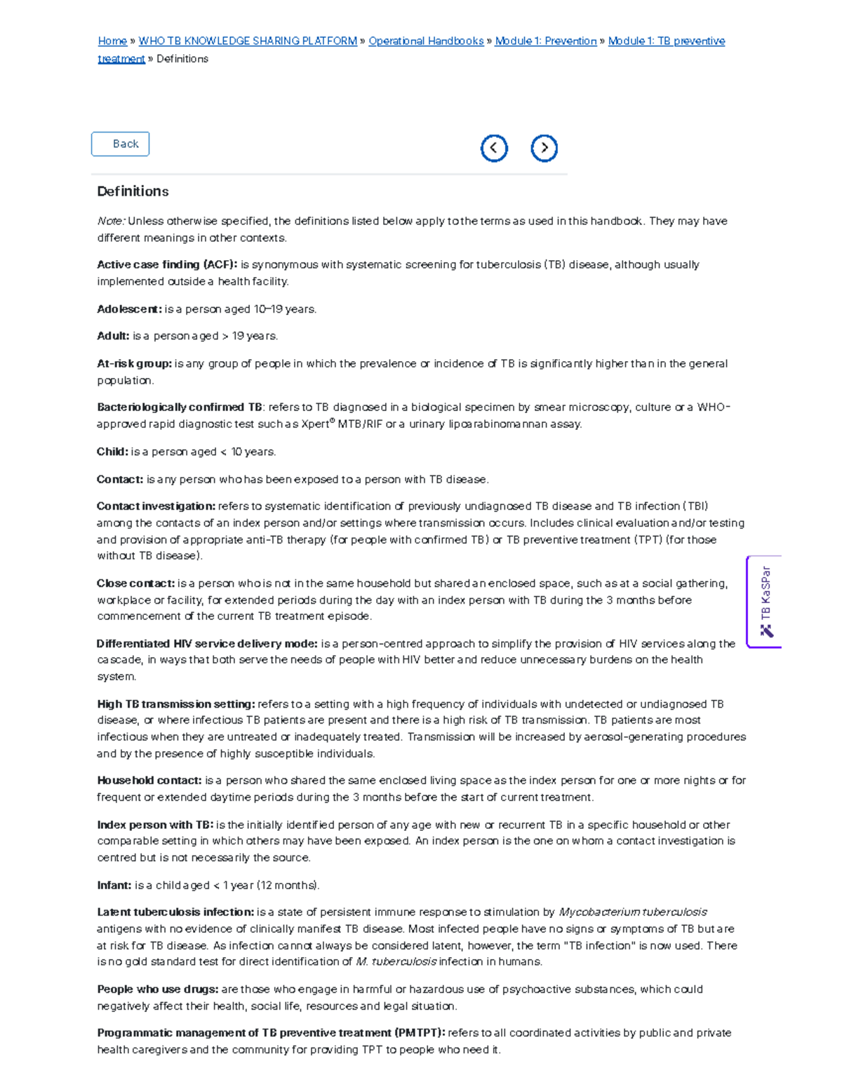 Who Tb Knowledge Sharing Platform Module 1 Definitions And Prevention