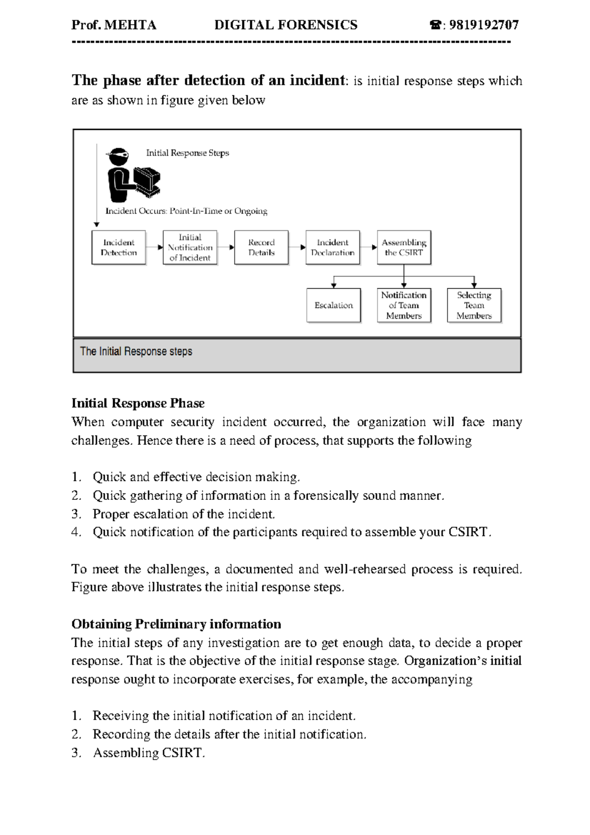 Initial Response Steps in Digital Forensics (DF 9819192707) - Studocu