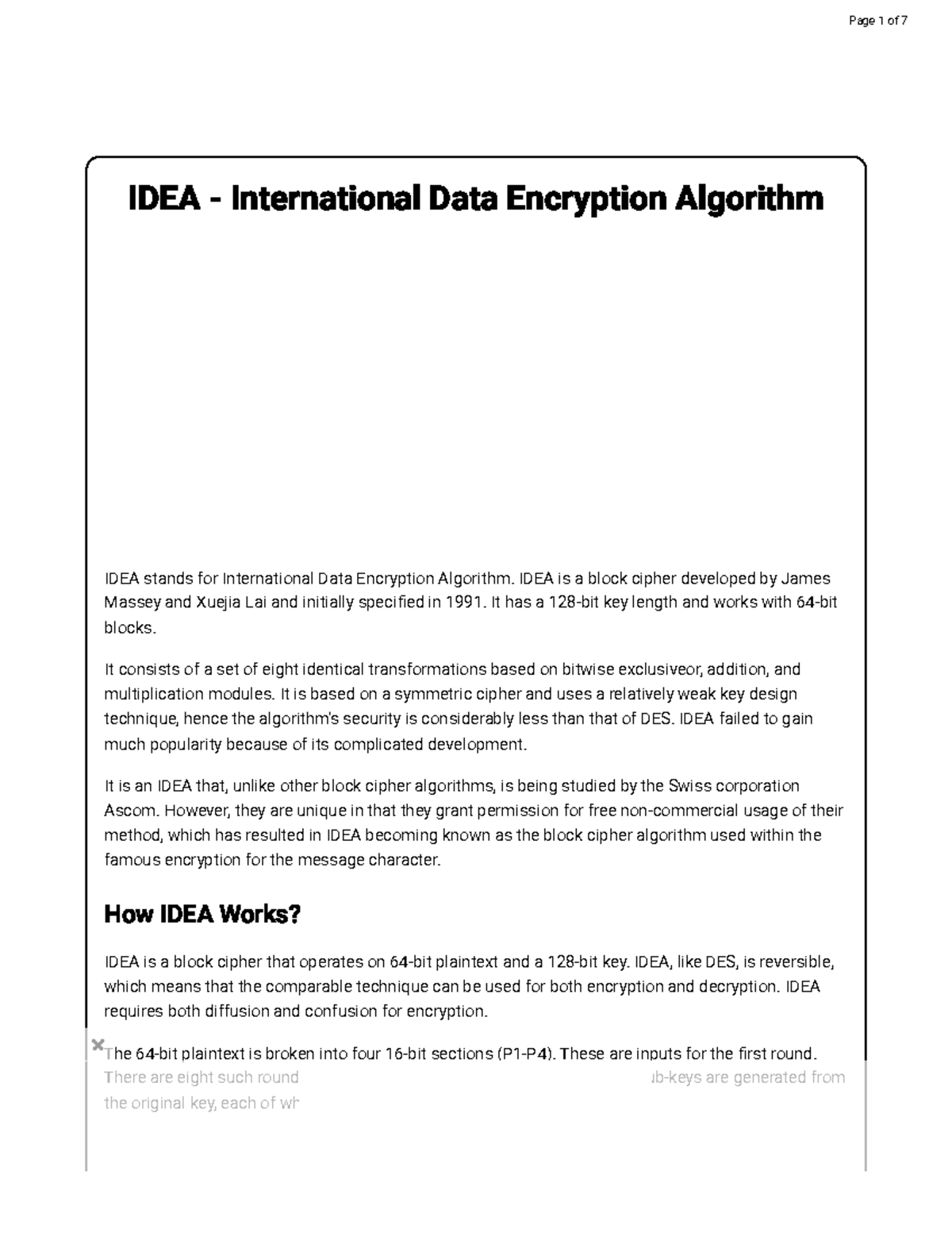 IDEA 101: Understanding the International Data Encryption Algorithm ...
