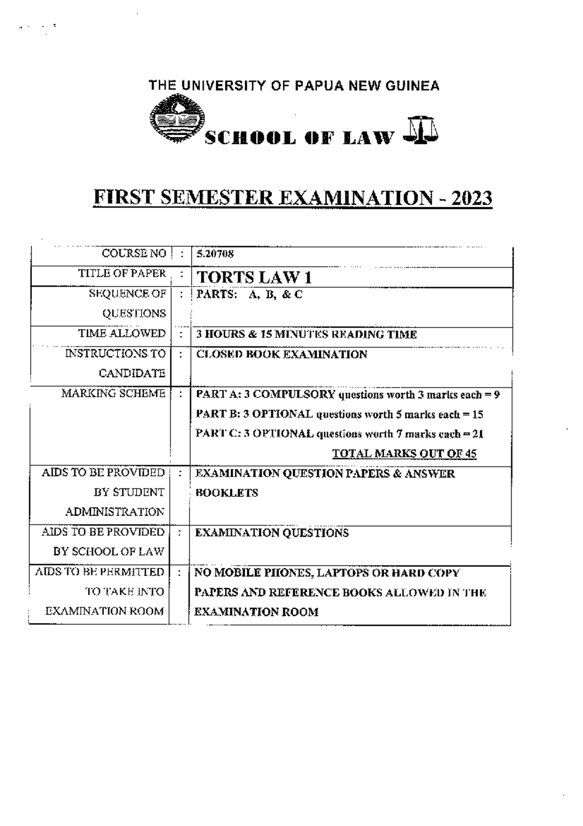 5.20708 Torts Law 1 Final Exam Questions (2023) - Studocu