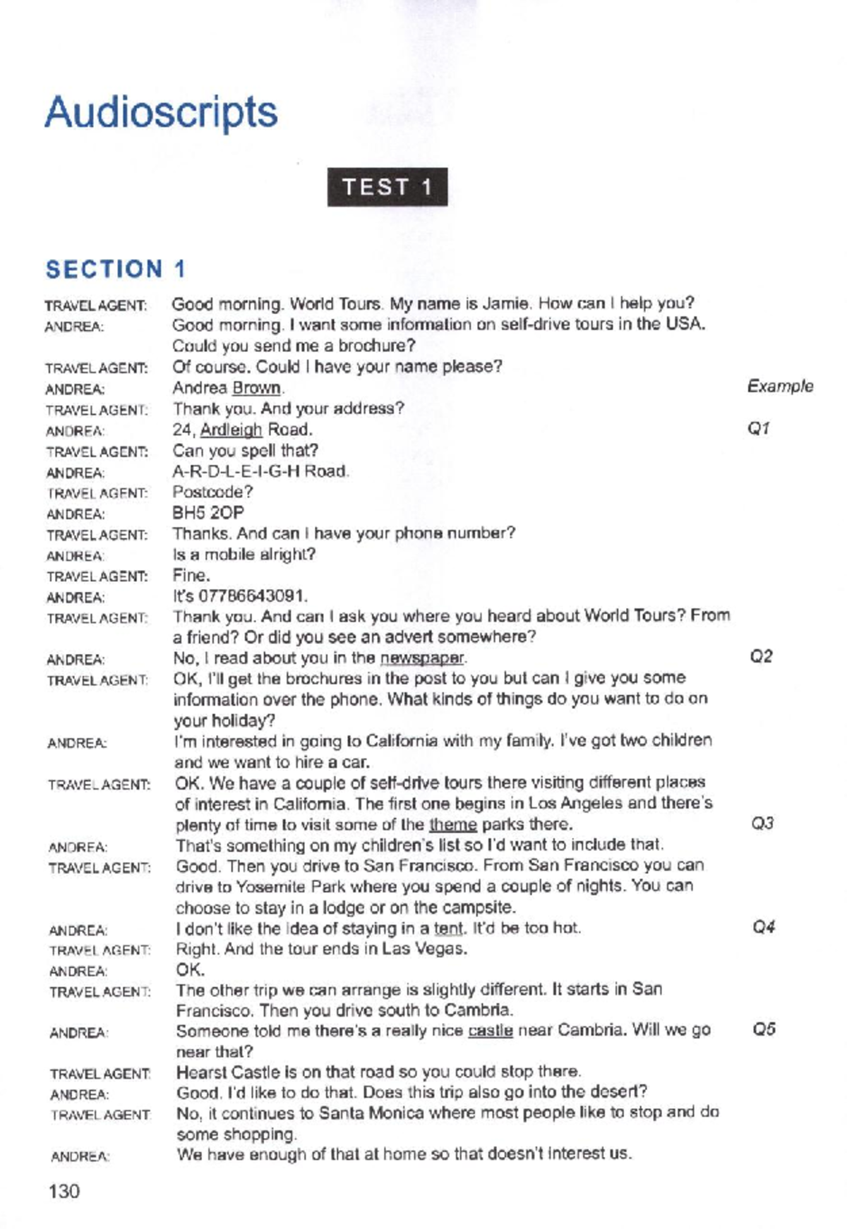 Cambridge IELTS 10 Audioscripts for Test 1 (Sections 1-4) - Studocu
