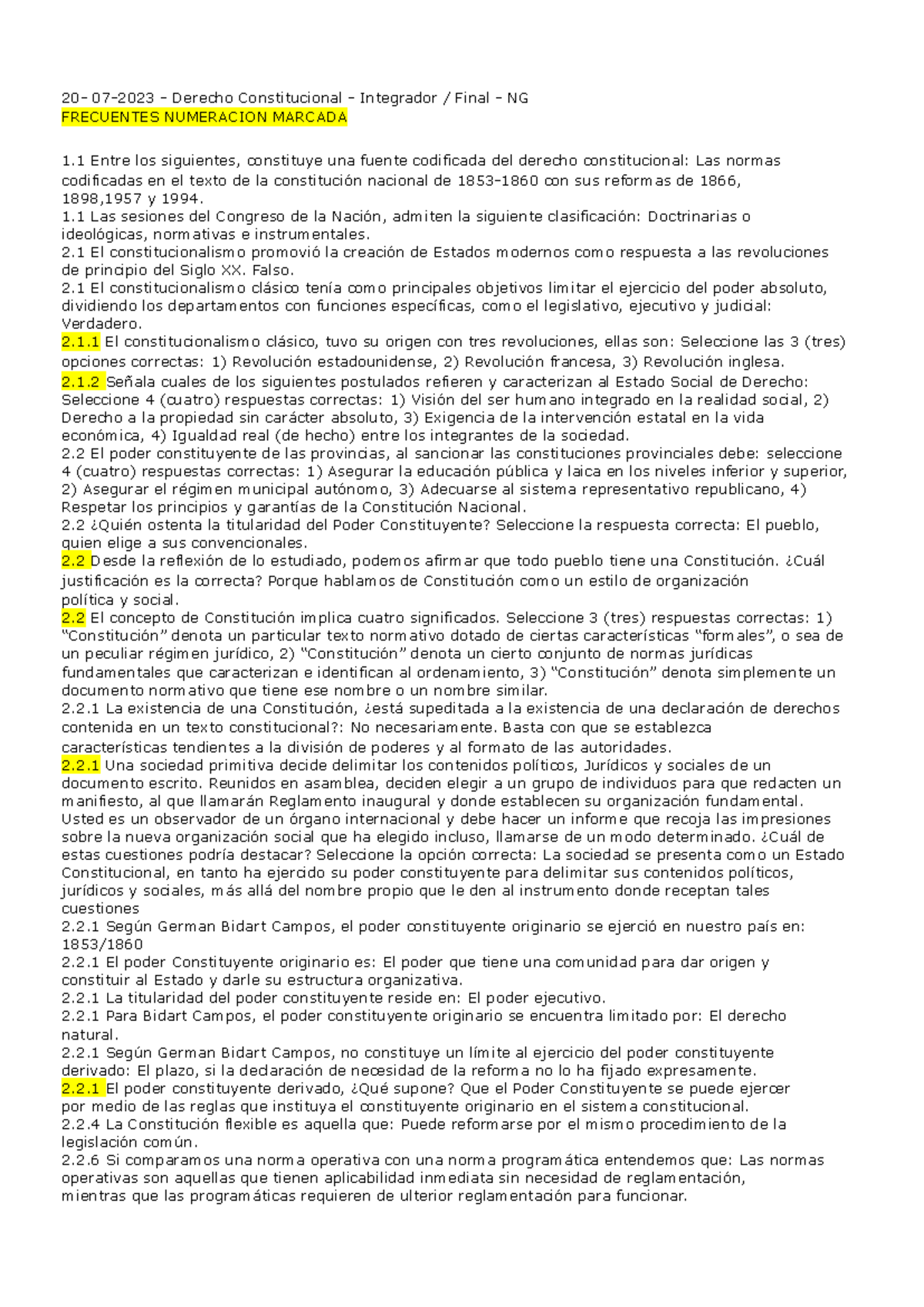 Preguntas y respuestas Final - Derecho Constitucional (DC-101) - Studocu