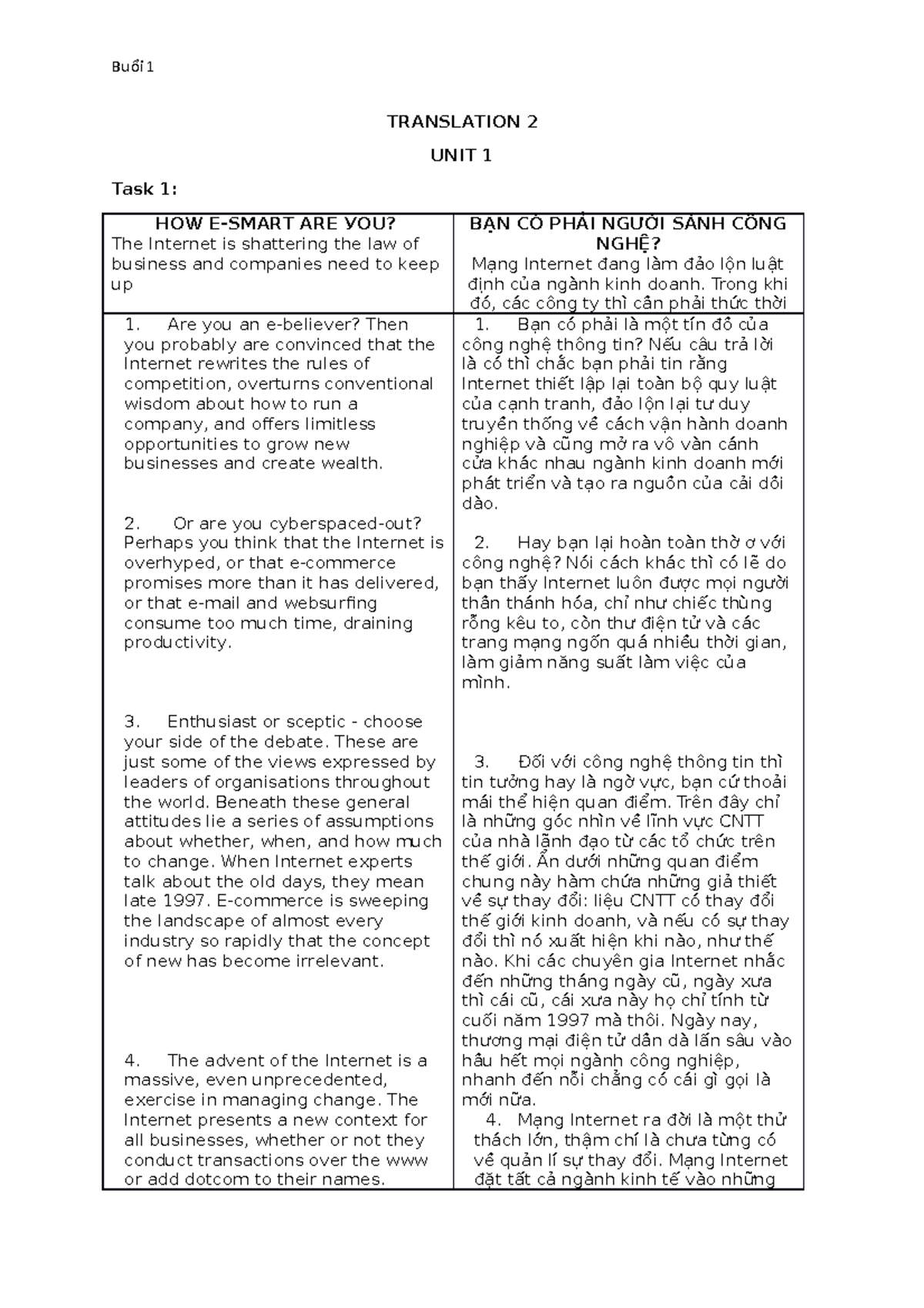Unit 1 task 1 done - Translation assignment given by the teacher as a ...