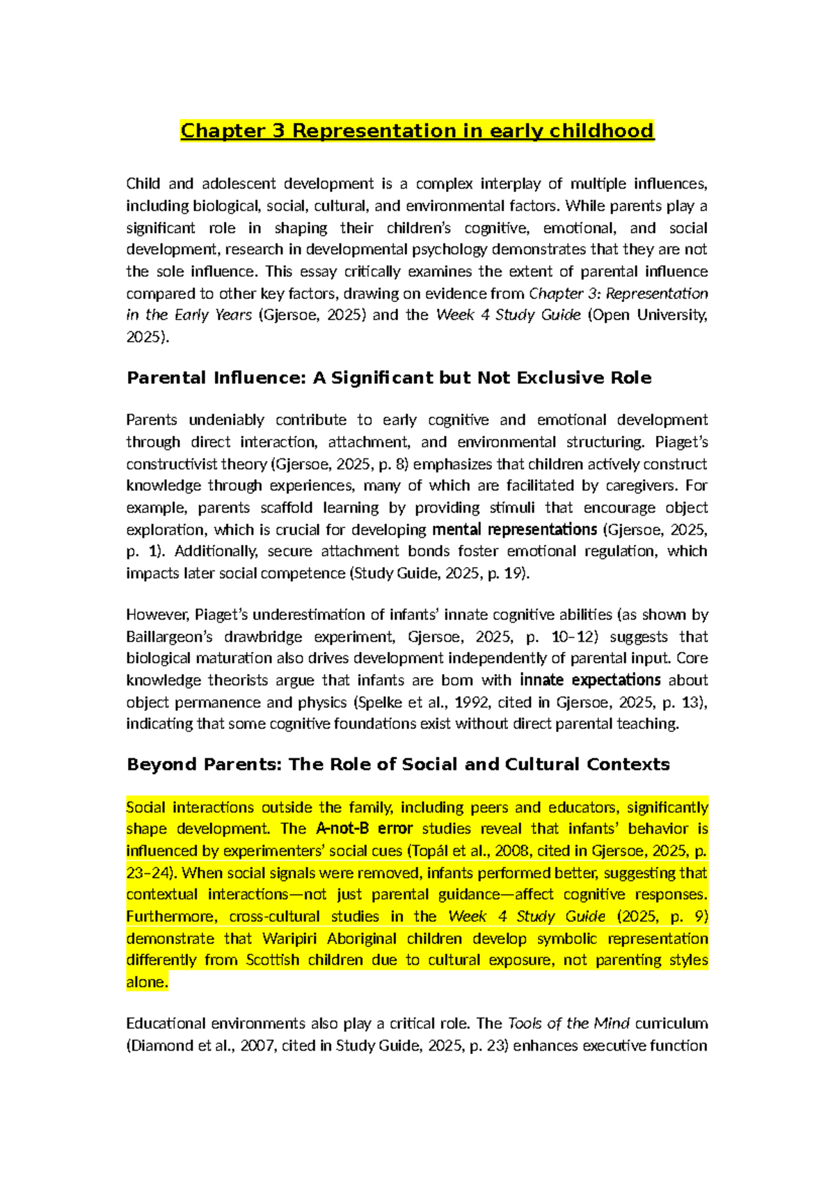 Chapter 3 & 13: Representation in Child & Adolescent Development - Studocu