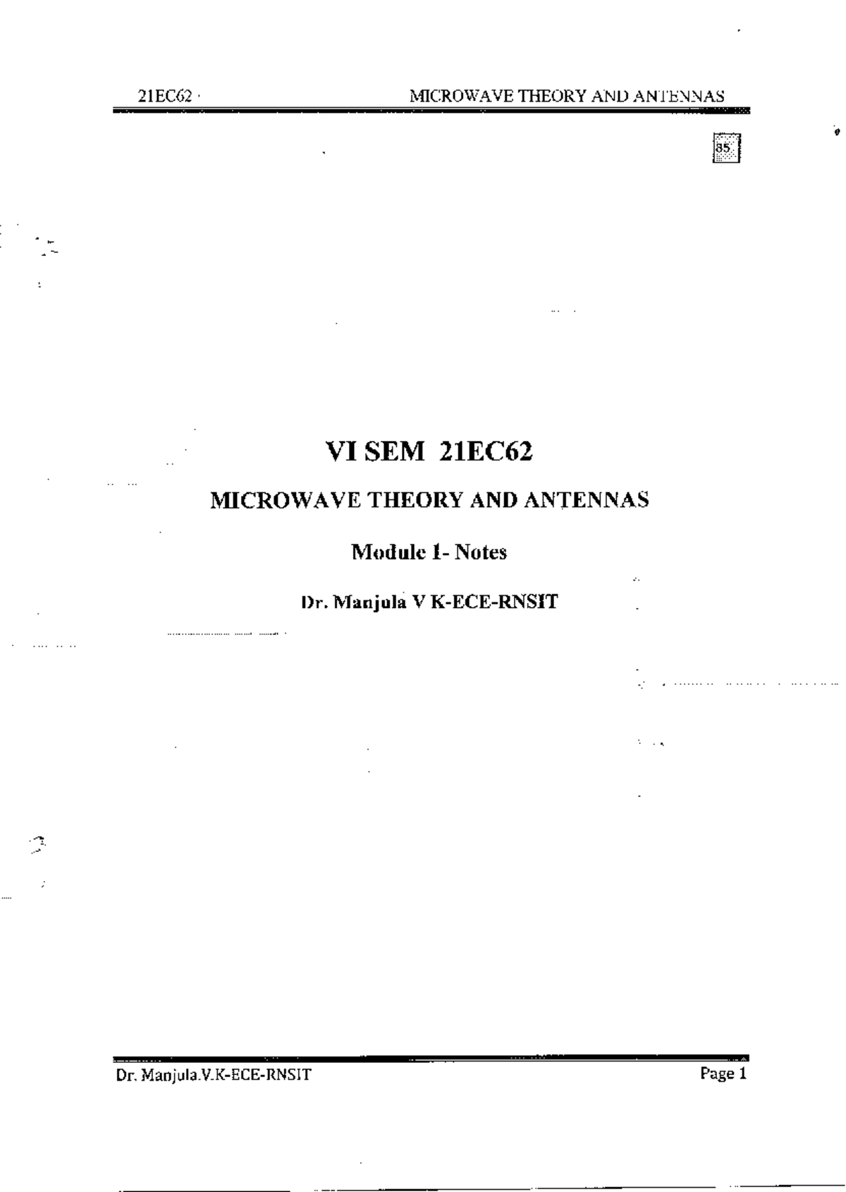 MW 2lEC62 - Microwave Theory and Antennas: Module 1 Notes - Studocu