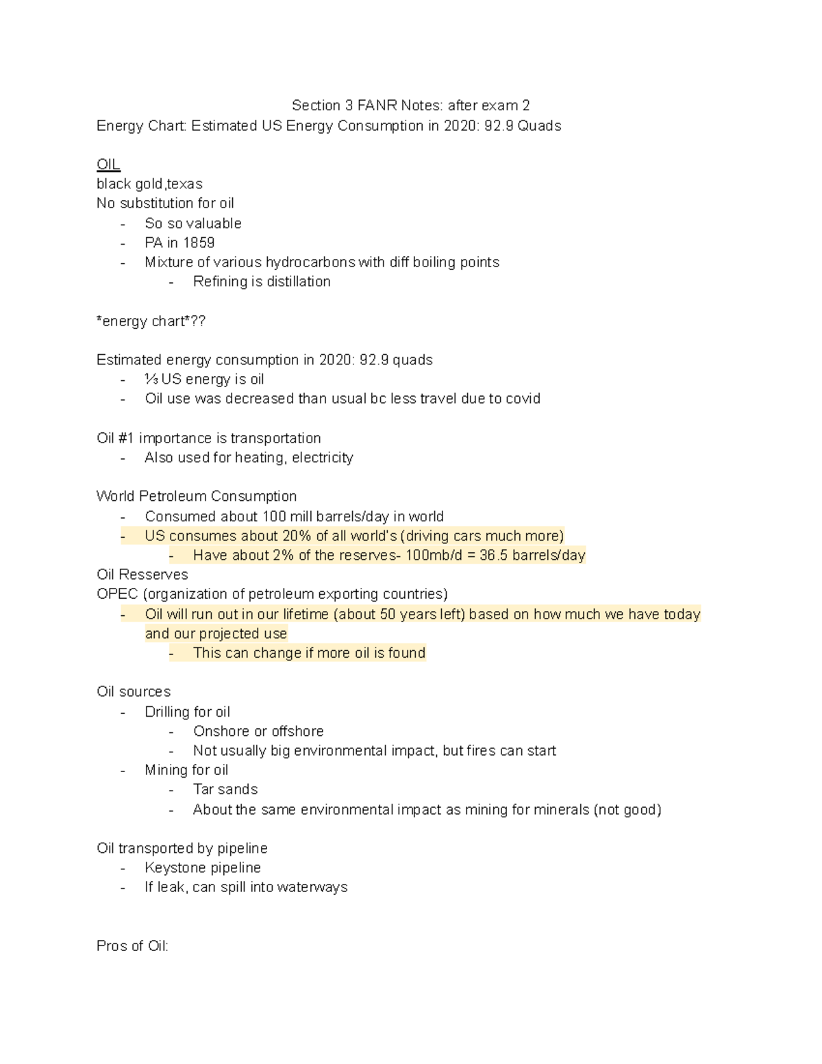 Part 3 Notes (exam3) - Section 3 FANR Notes: after exam 2 Energy Chart ...