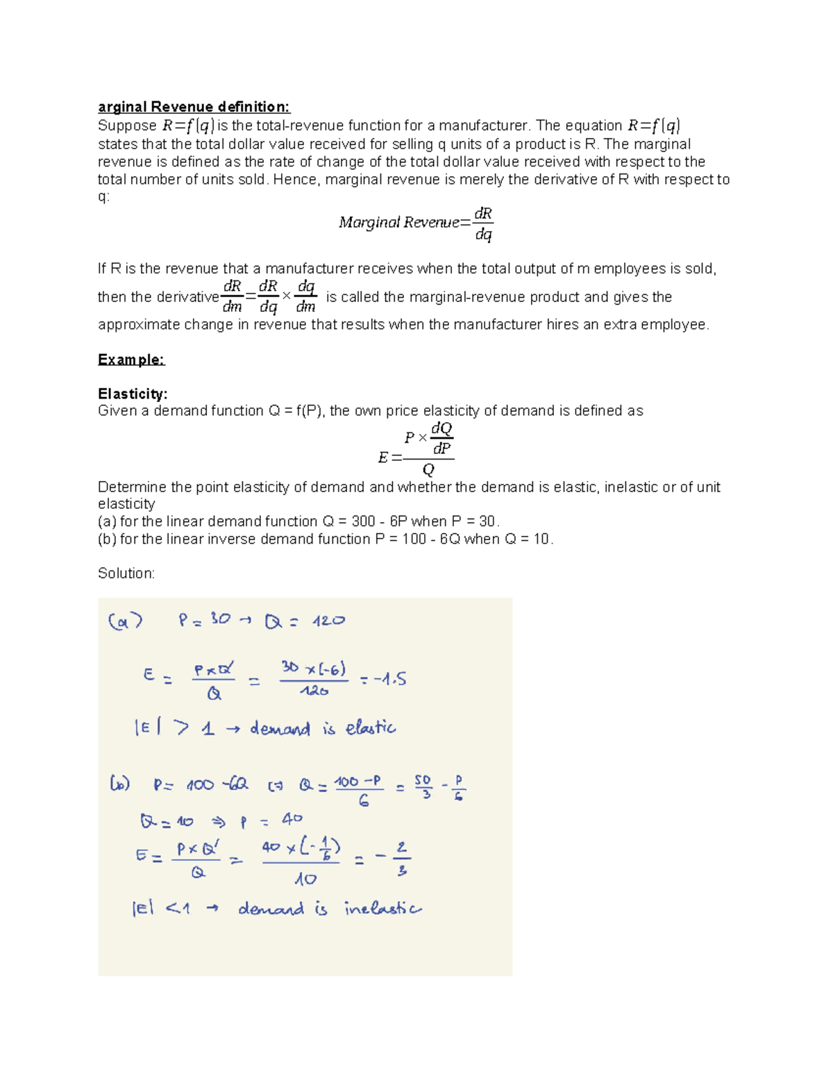 MB 302 Group Assignment: Marginal Revenue & Cost Analysis Notes - Studocu