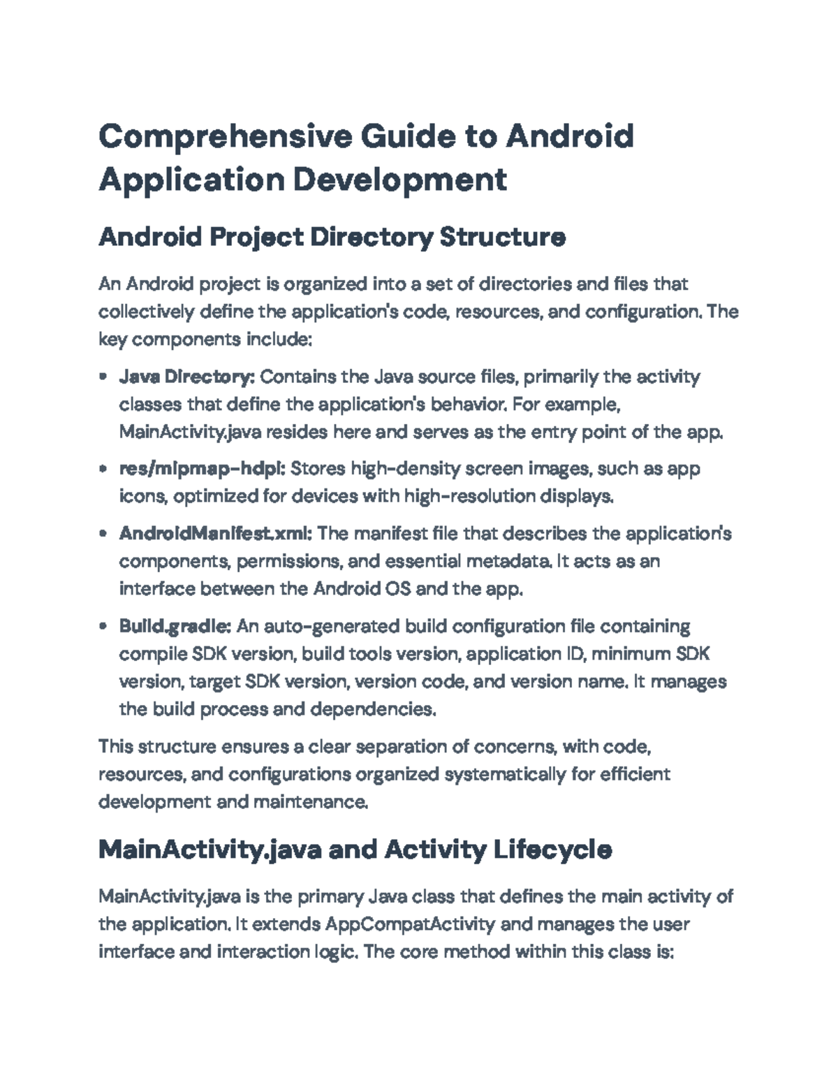 Comprehensive Guide to Android App Development (CS101) - Project ...