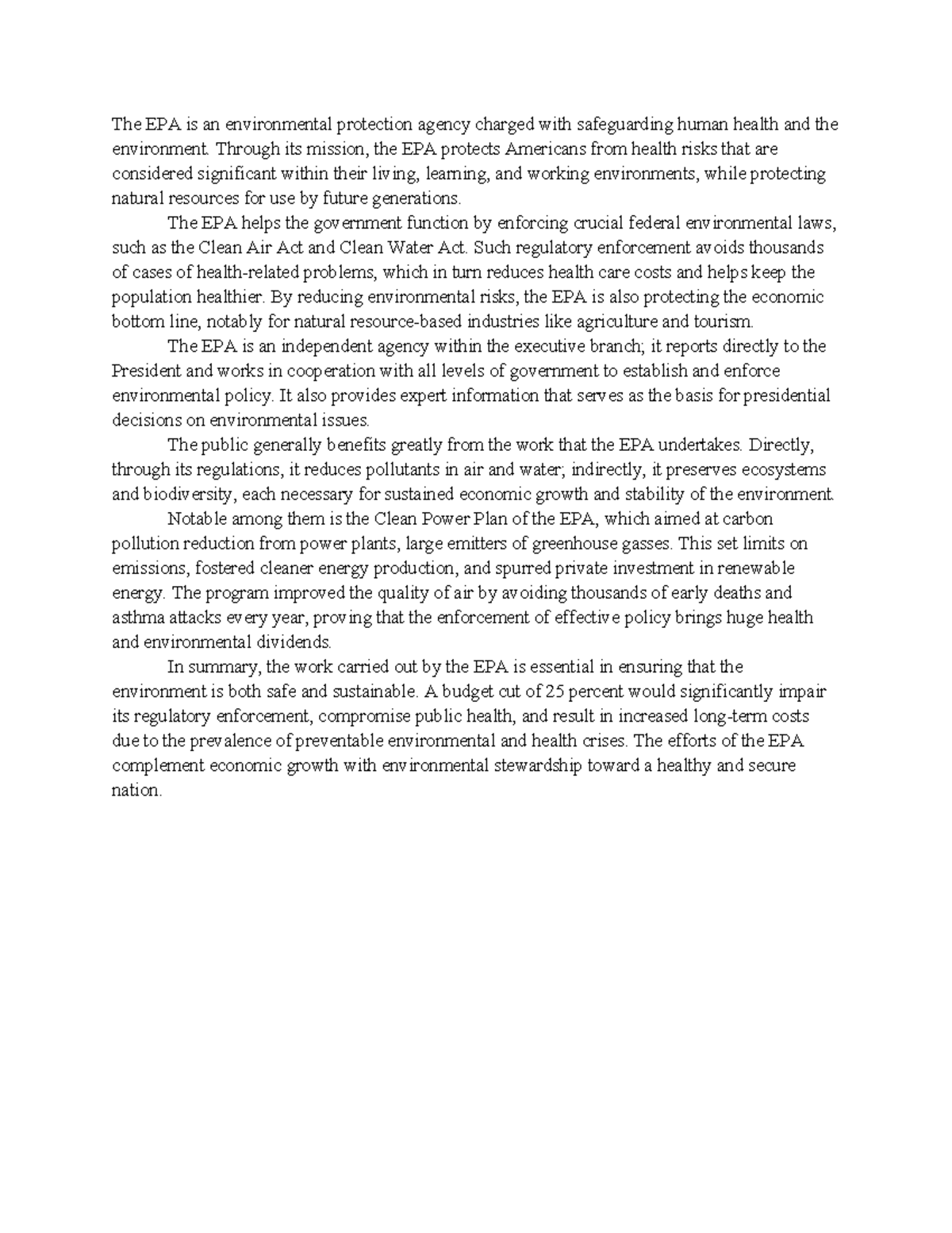 GOV CH 9 - notes - The EPA is an environmental protection agency ...