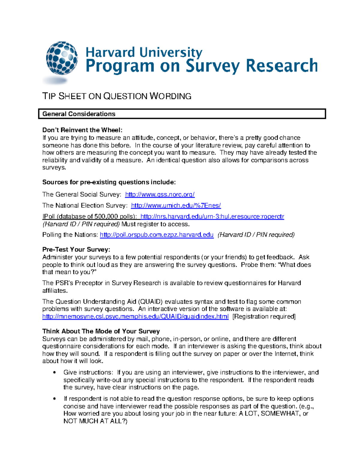 Questionnaire Design Tips for Effective Survey Research: Harvard Guide ...