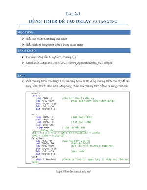 LAB 2 - Code buổi 2 TN: Timer và Xung Vuong - Studocu