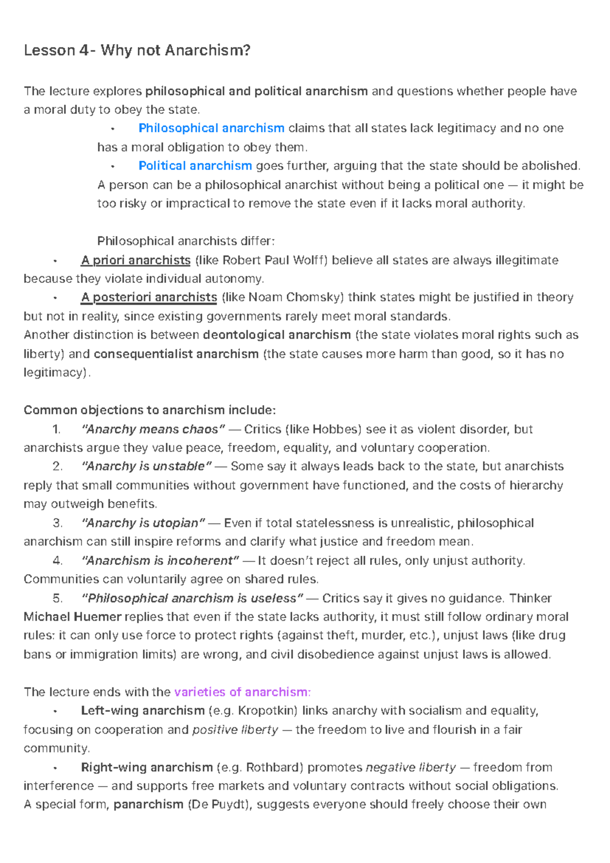 Lesson 4: Exploring Anarchism and Political Authority - Studocu