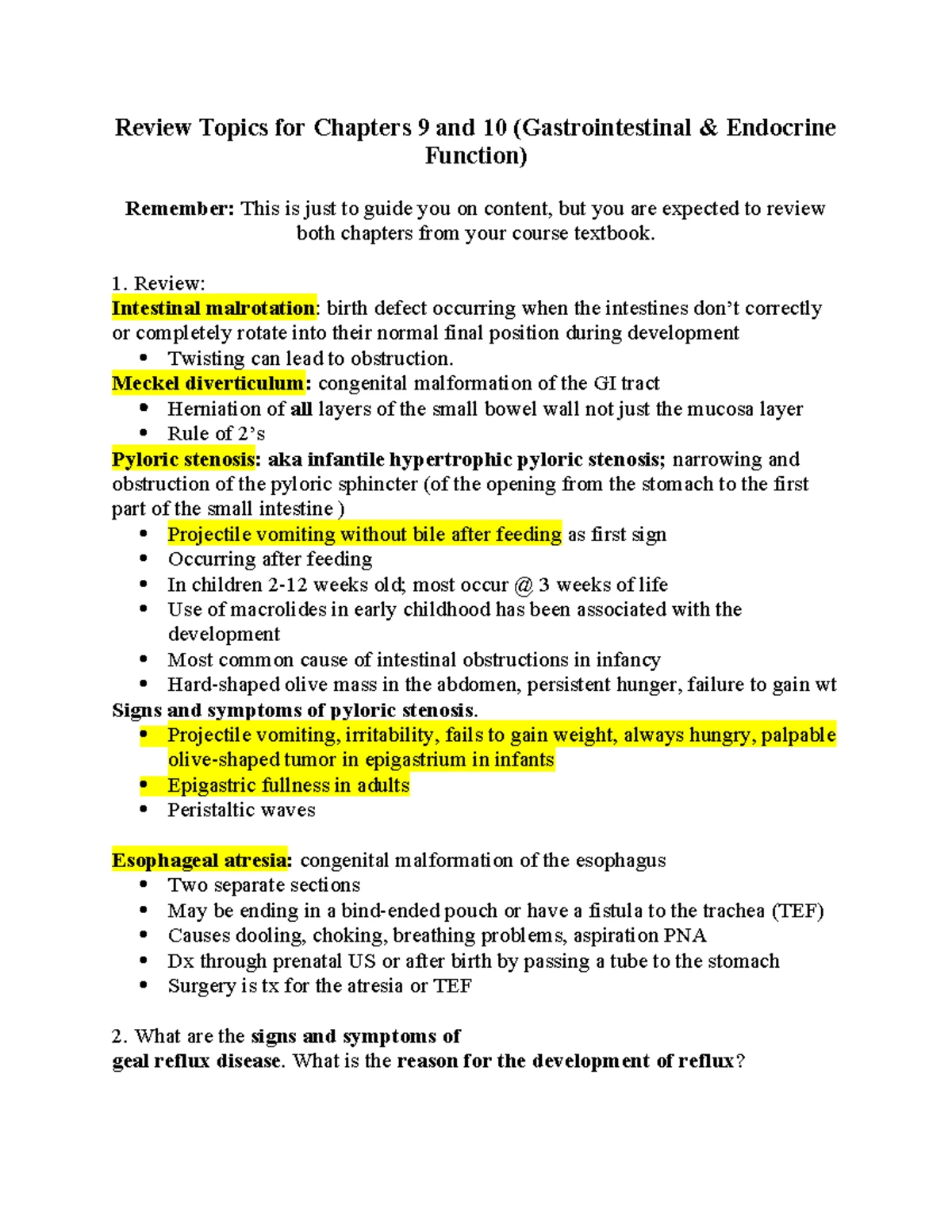 Review Topics Chapter 5 & 6 NUR 502 Advanced Patho - Review Topics for ...