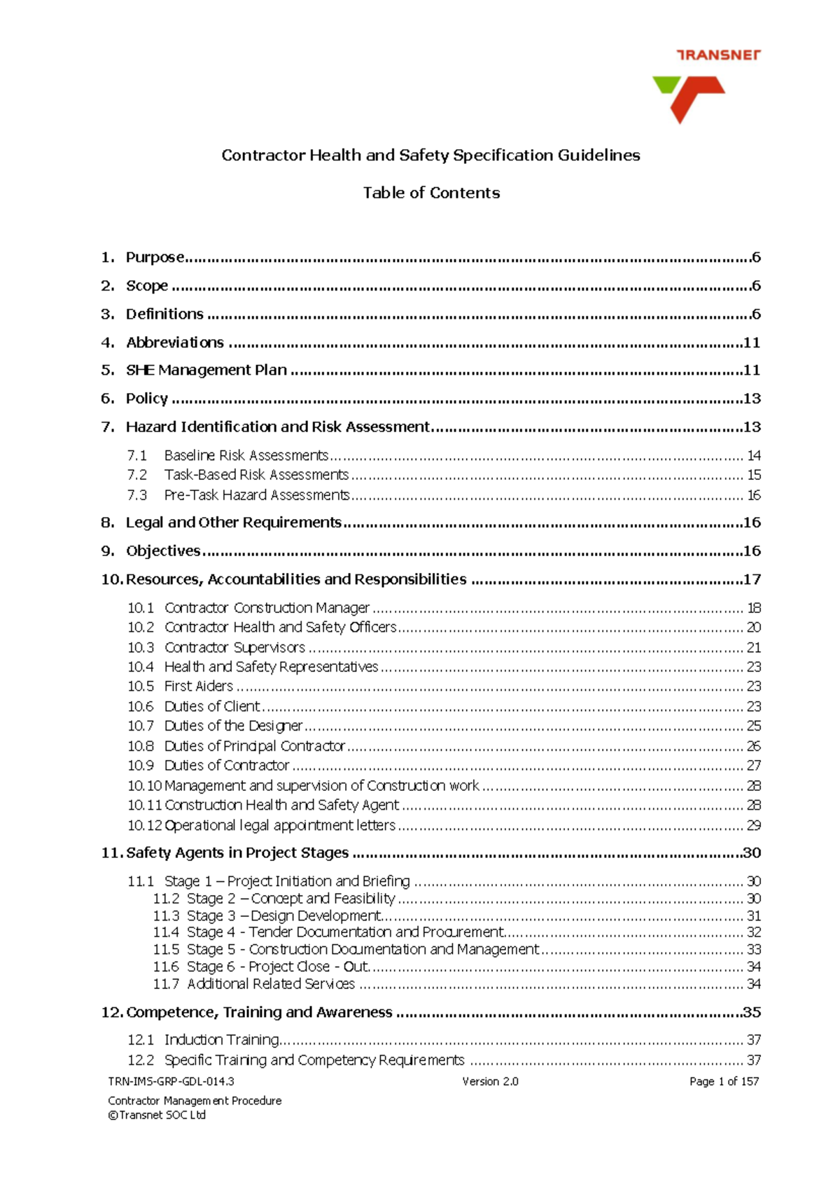Contractor Health and Safety Specification Guidelines (SOC 2023) - Studocu