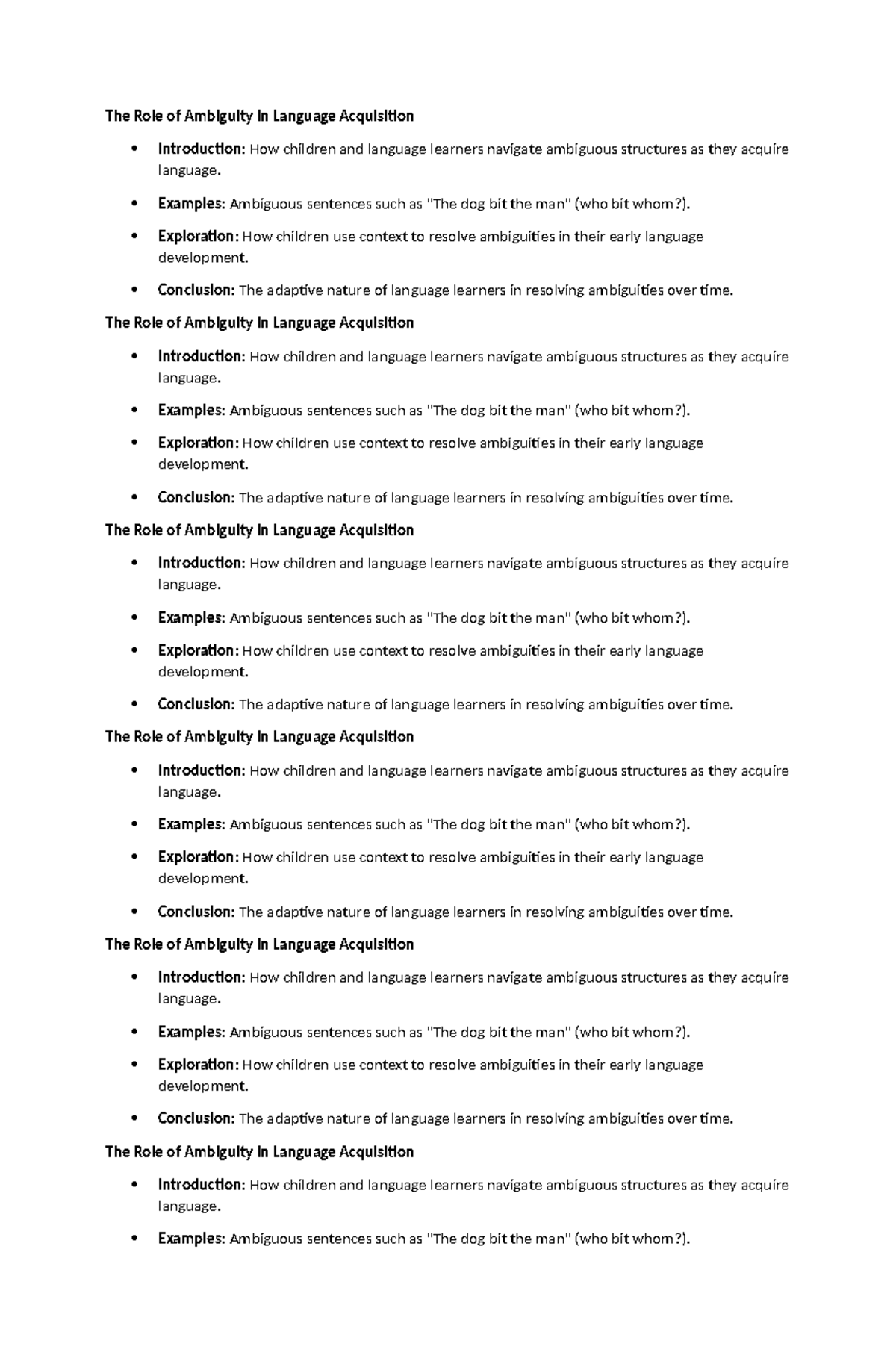 The Role of Ambiguity in Language Acquisition - Examples: Ambiguous ...