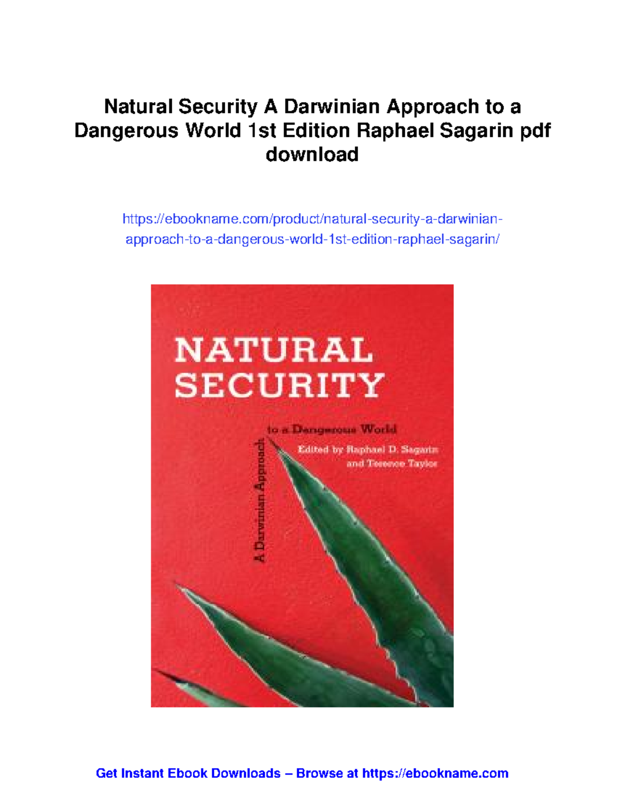 Natural Security: A Darwinian Approach to a Dangerous World - 1st Ed ...