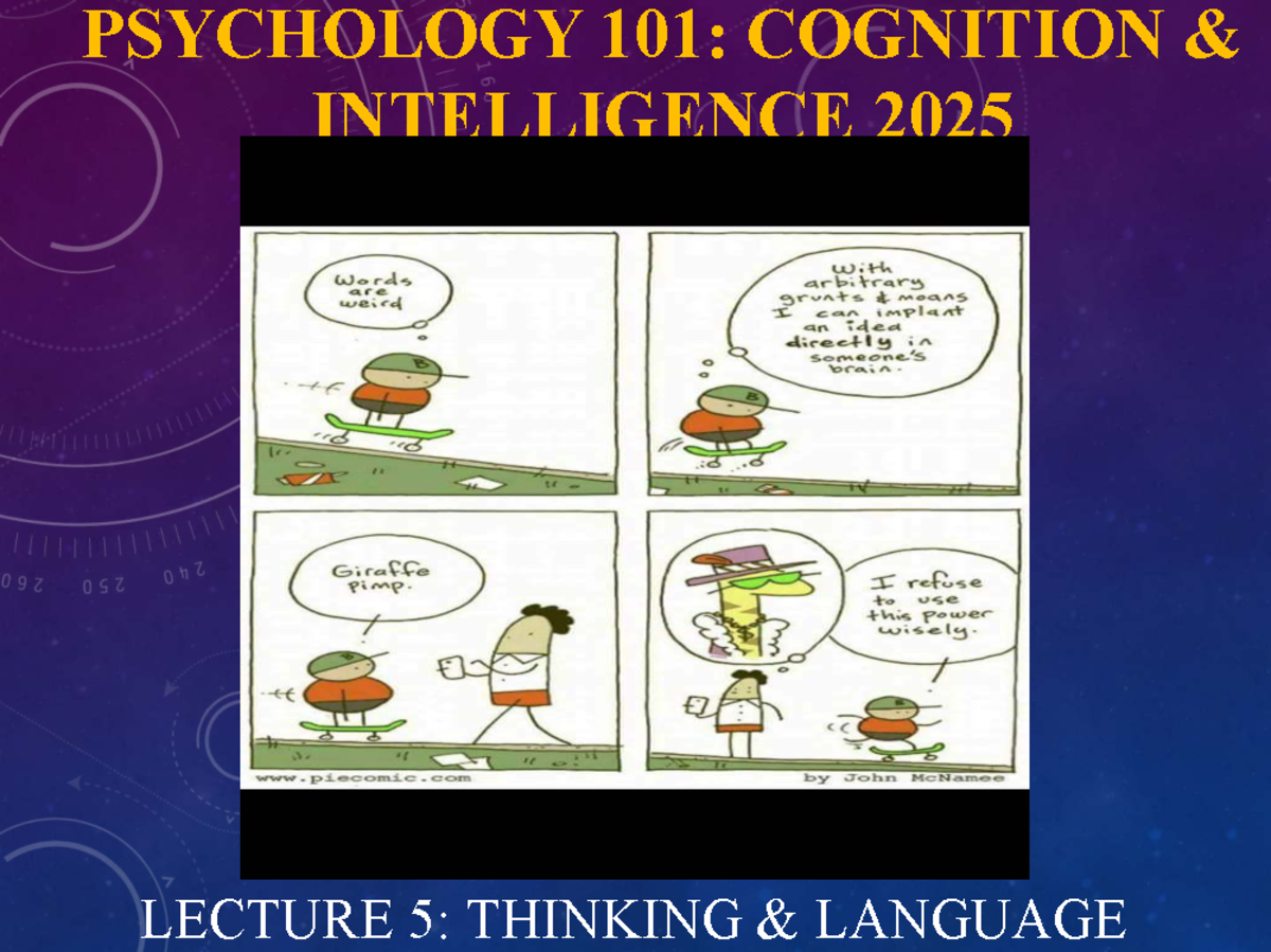 Psychology 101: Cognition & Intelligence 2025 - Lecture 5: Language ...