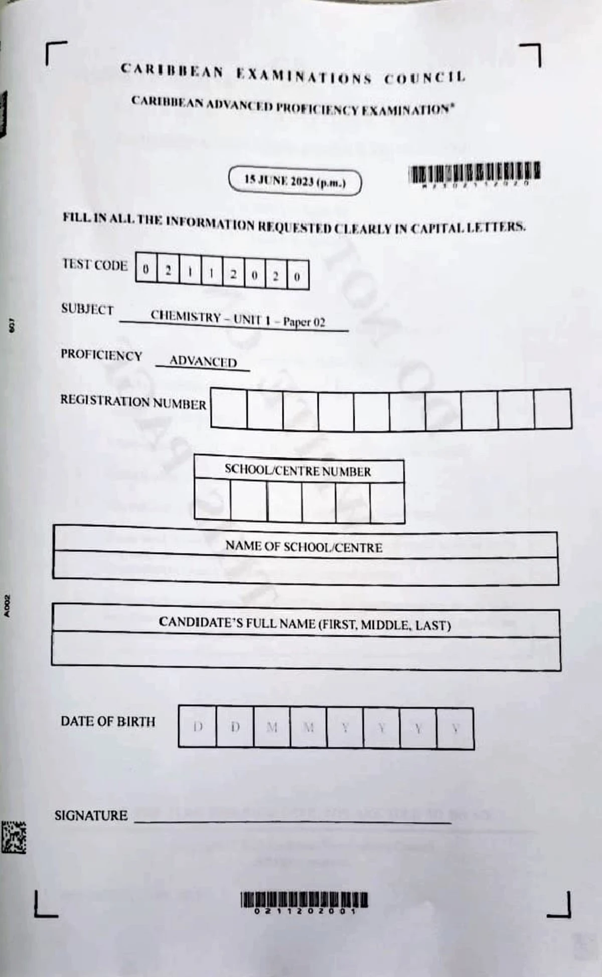 Physics CAPE Unit 1 P2 Exam 2019: Instructions & Questions - Studocu