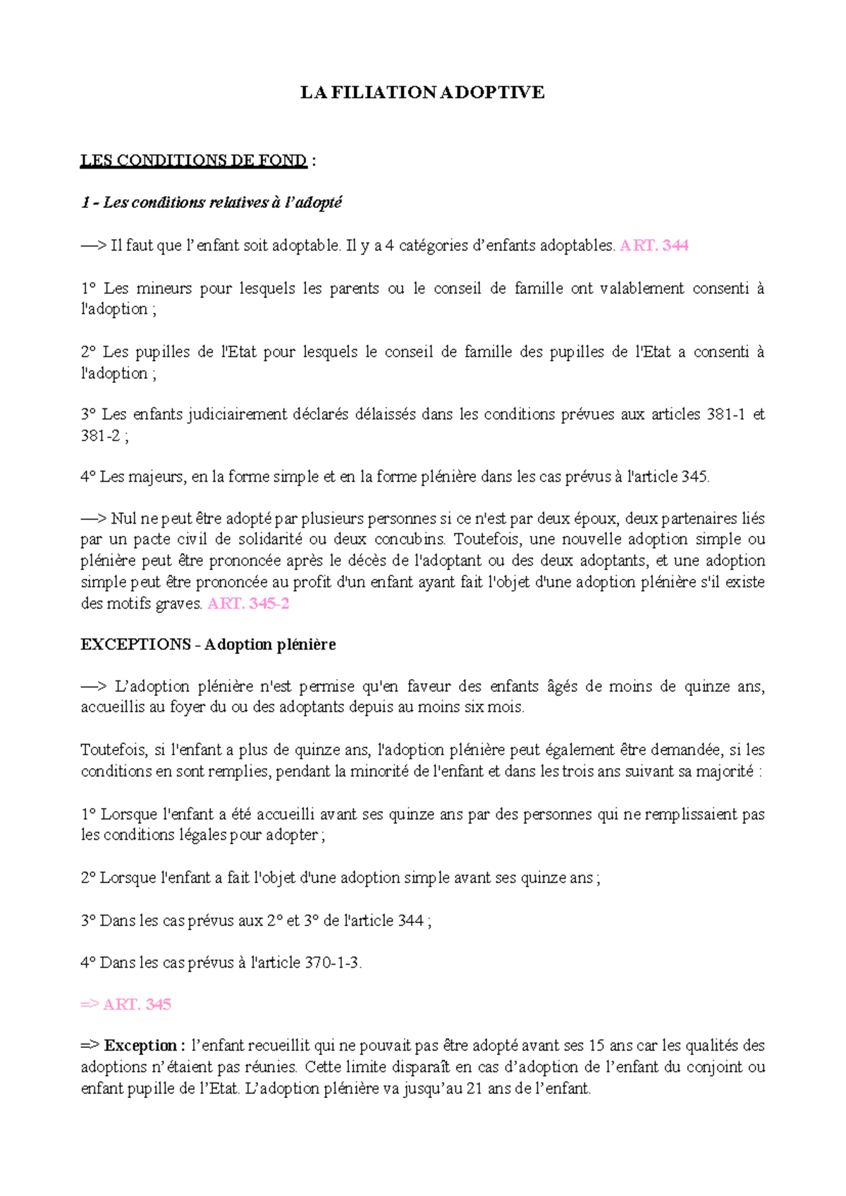 La filiation adoptive - LA FILIATION ADOPTIVE LES CONDITIONS DE FOND ...