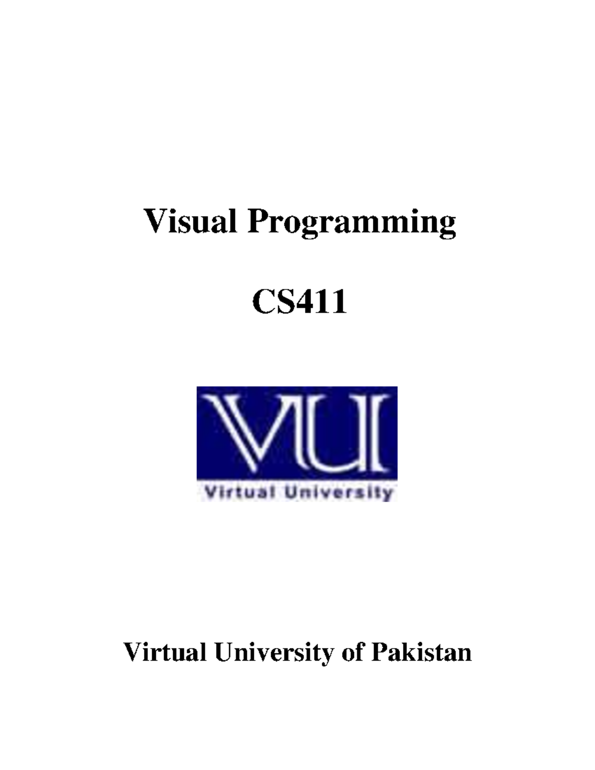 CS411 Visual Programming Lecture Handouts - Virtual University of ...