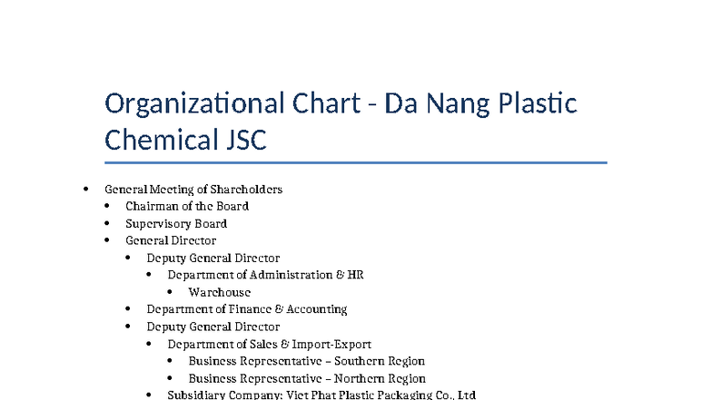 Organizational Chart Bulleted - Organizational Chart - Da Nang Plastic ...