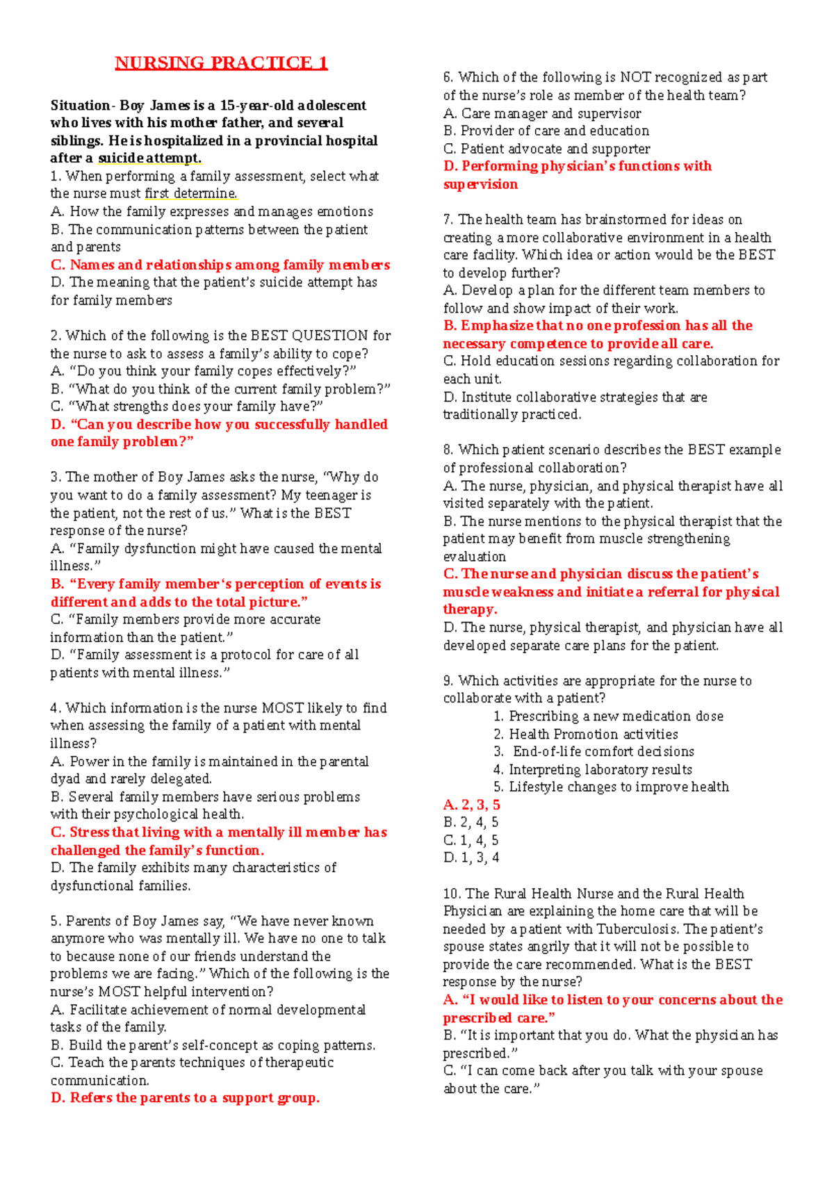 Nursing Practice 1-5: Comprehensive Board Exam Review Guide - Studocu
