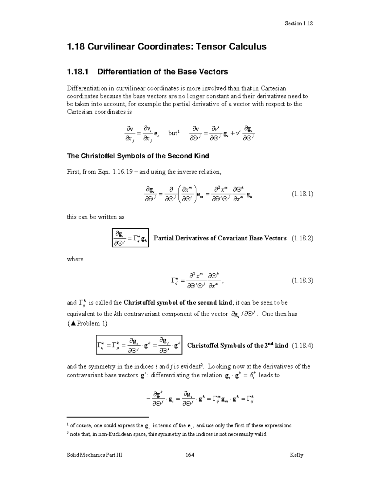 Curvilinear Coordinates and Tensor Calculus: Section 1.18 Notes - Studocu