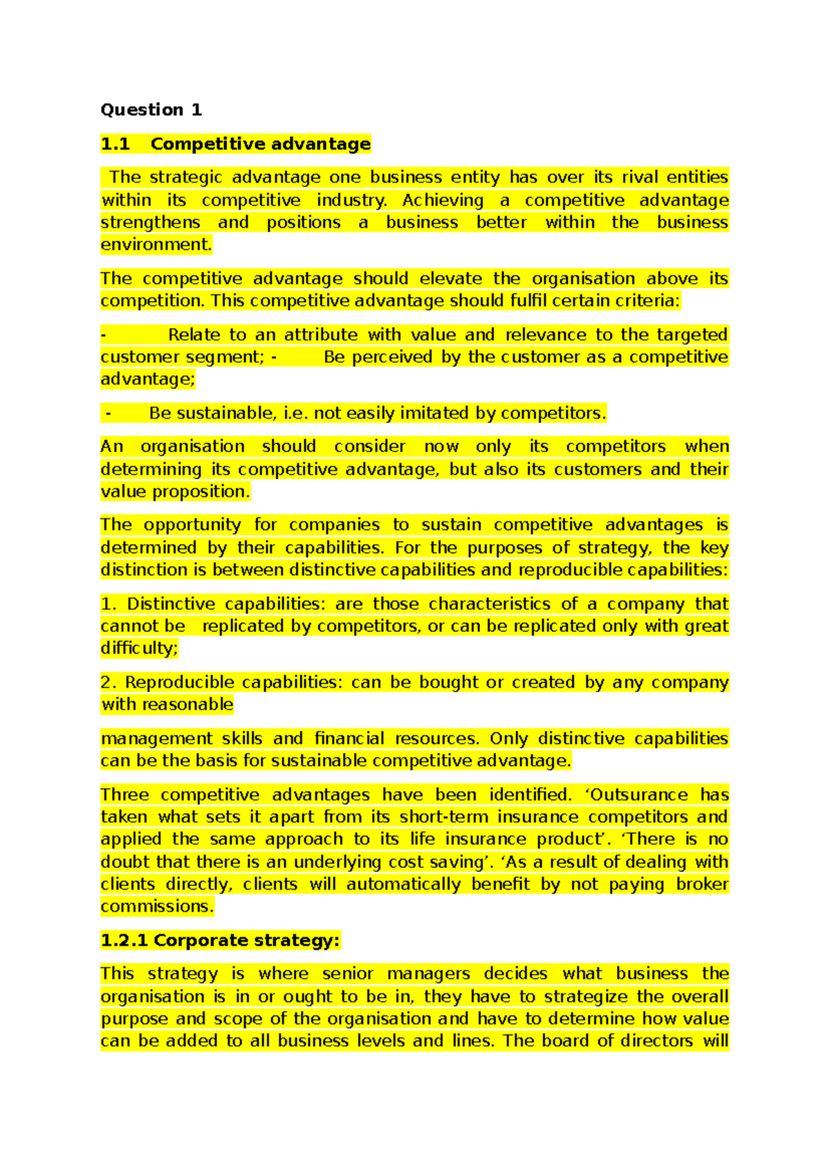 STM48W1 Competitive Advantage and Strategic Management Overview - Studocu