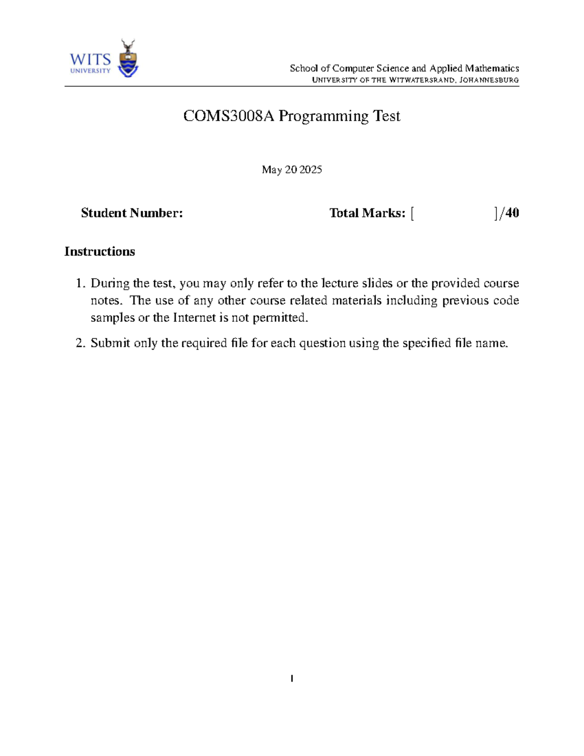 COMS3008A Programming Test 2: OpenMP & MPI Solutions - Studocu