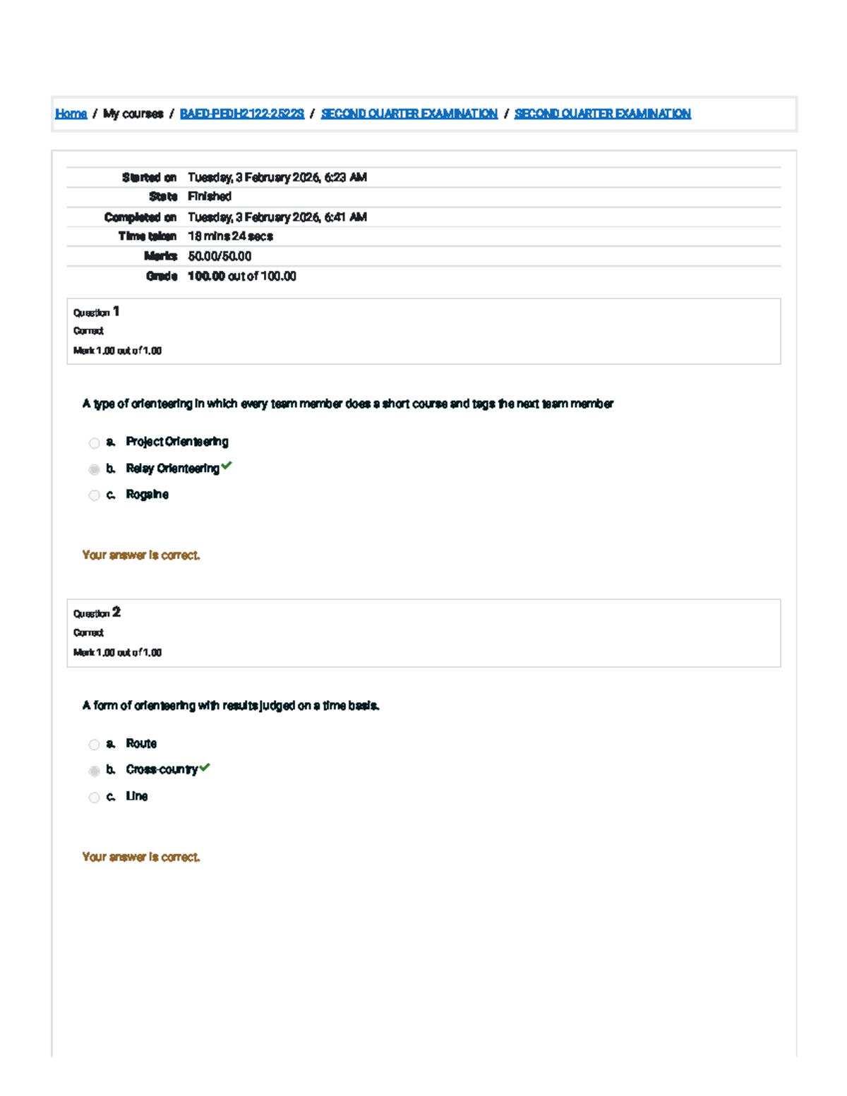 SECOND QUARTER EXAMINATION (Course Code: SEQ 2026) Review Notes - Studocu