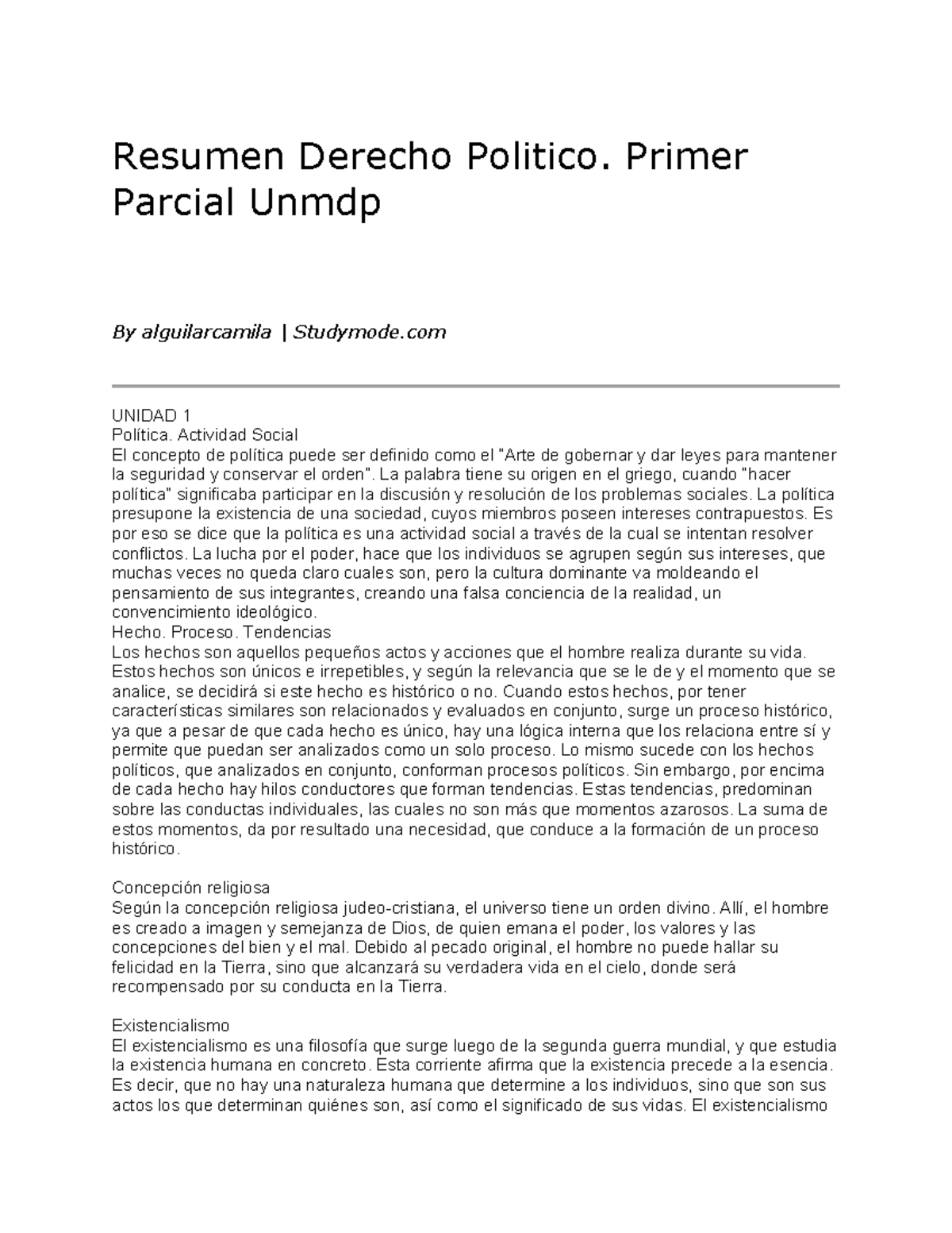 Resumen Derecho Político - Primer Parcial UNMDP - Document Preview