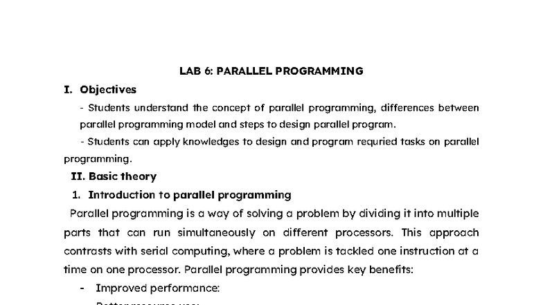 Lab 6: Parallel Programming Techniques (ELT 3296) - Studocu