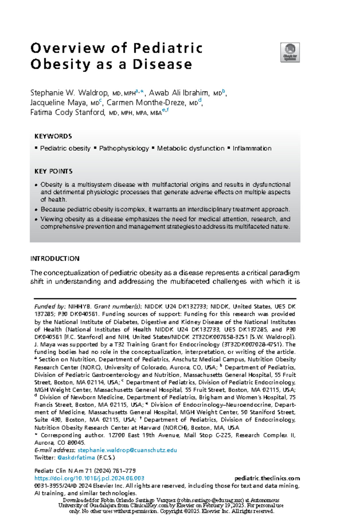 Overview of Pediatric Obesity as a Disease - O verview o f P e d i a t ...