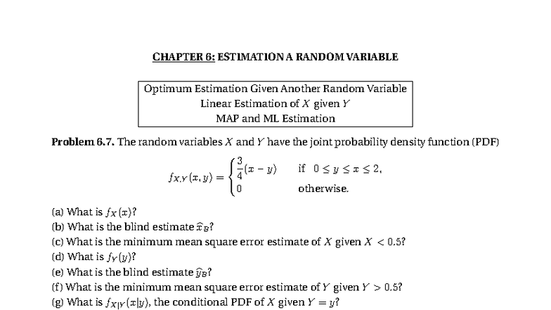 CHAPTER 6: Estimation of Random Variables - MAP & ML Techniques - Studocu