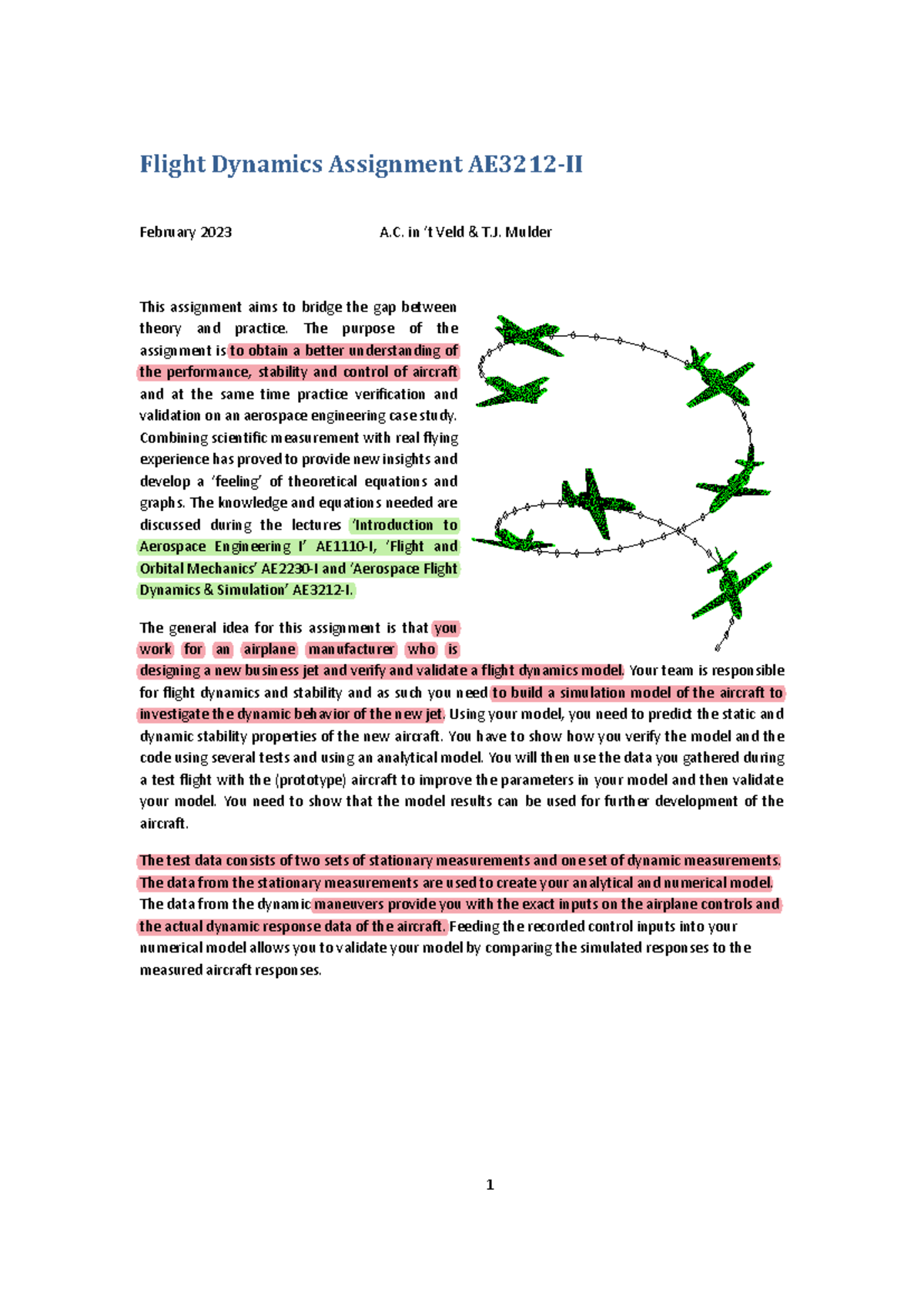 AE3212-II Flight Dynamics Case Study Assignment 2023 - Studeersnel