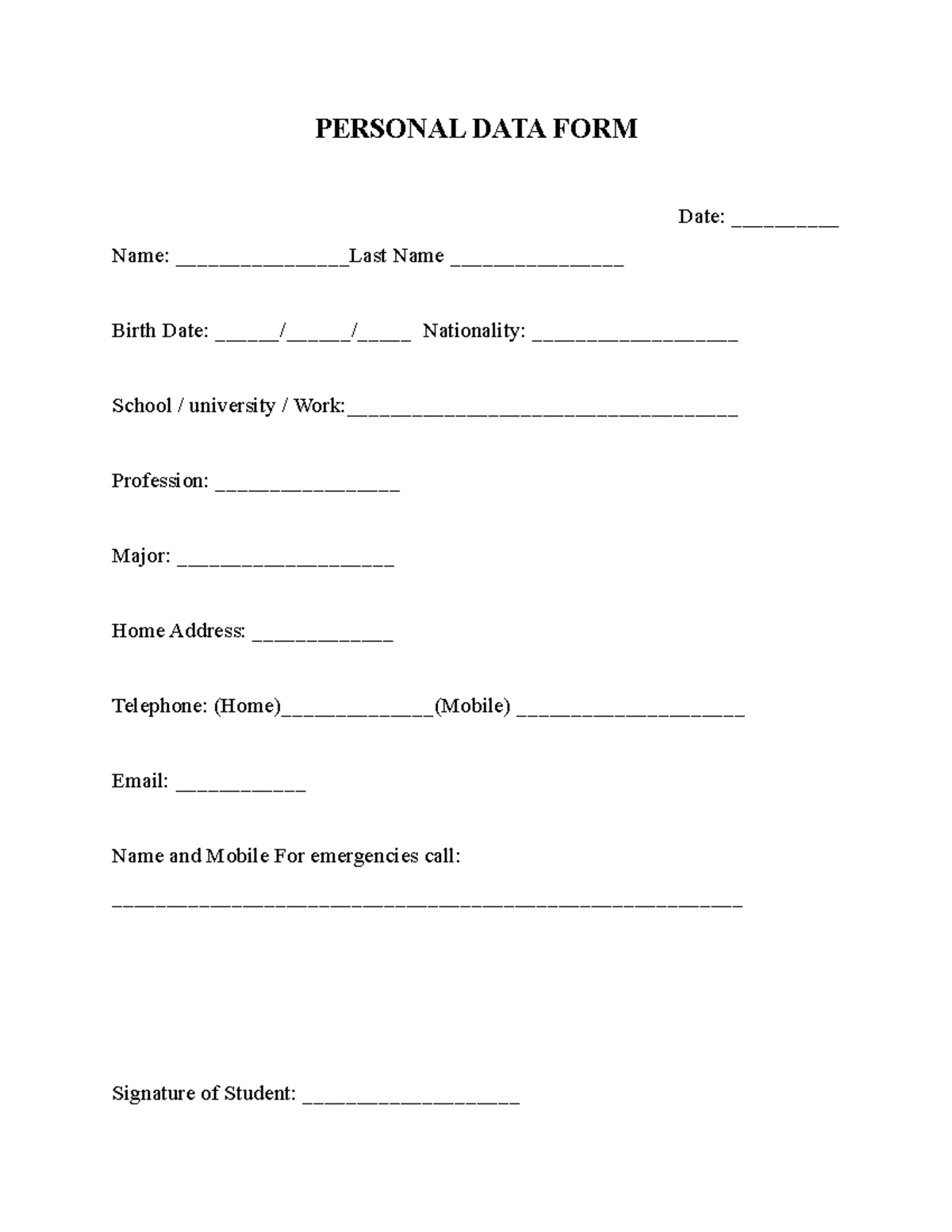 Eng Placement Test: Personal Data & Learning Profile Survey - Studocu