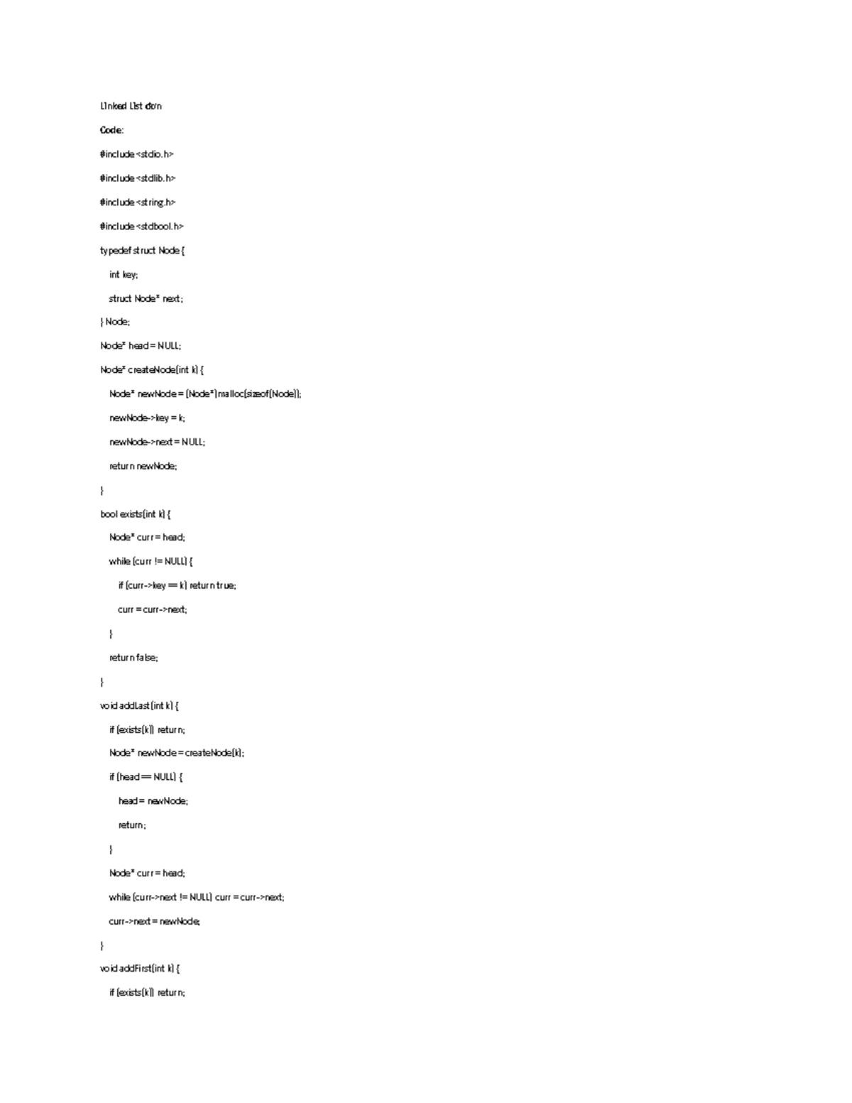 Gk DSA - Linked List Implementation and Operations - Studocu