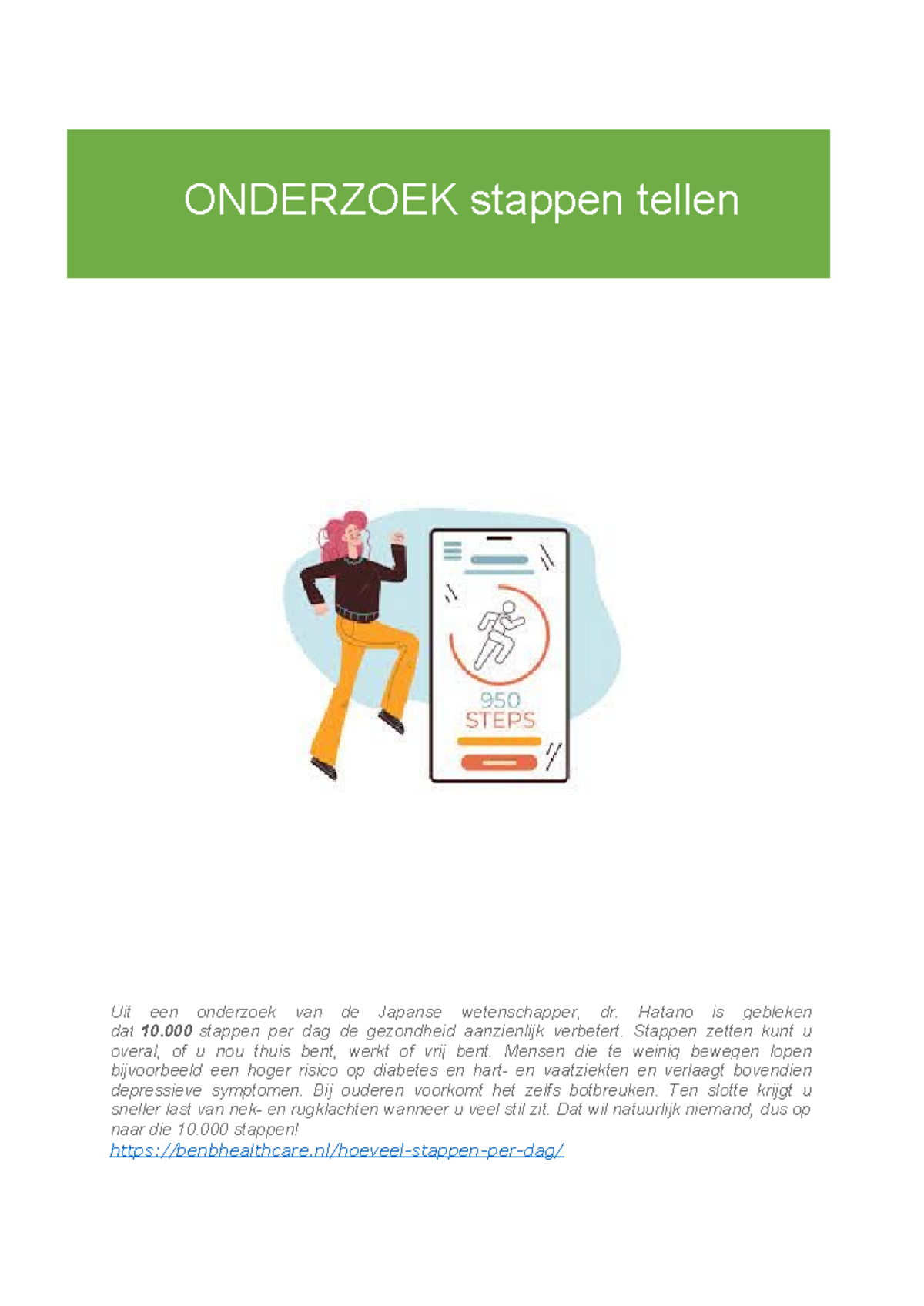 PO 34 - Onderzoek naar Gezondheid en Stappen Tellen - Studeersnel