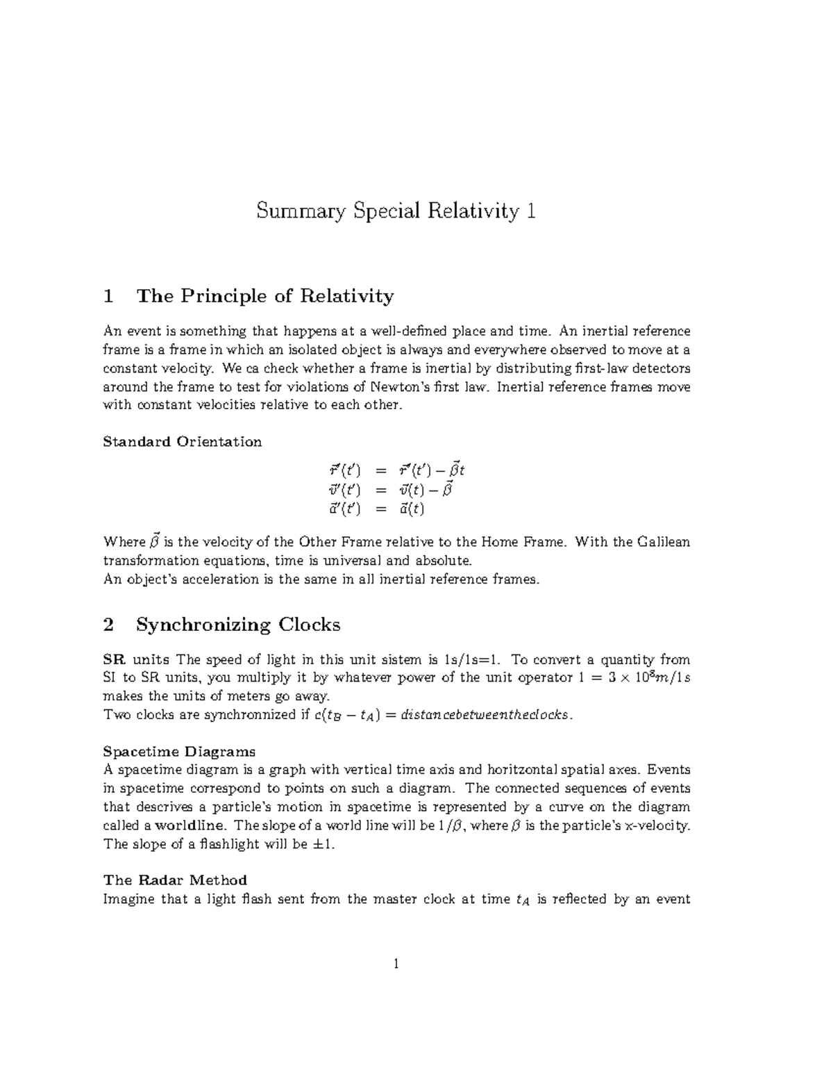 Summary of Special Relativity 101: Key Concepts and Equations - Studeersnel