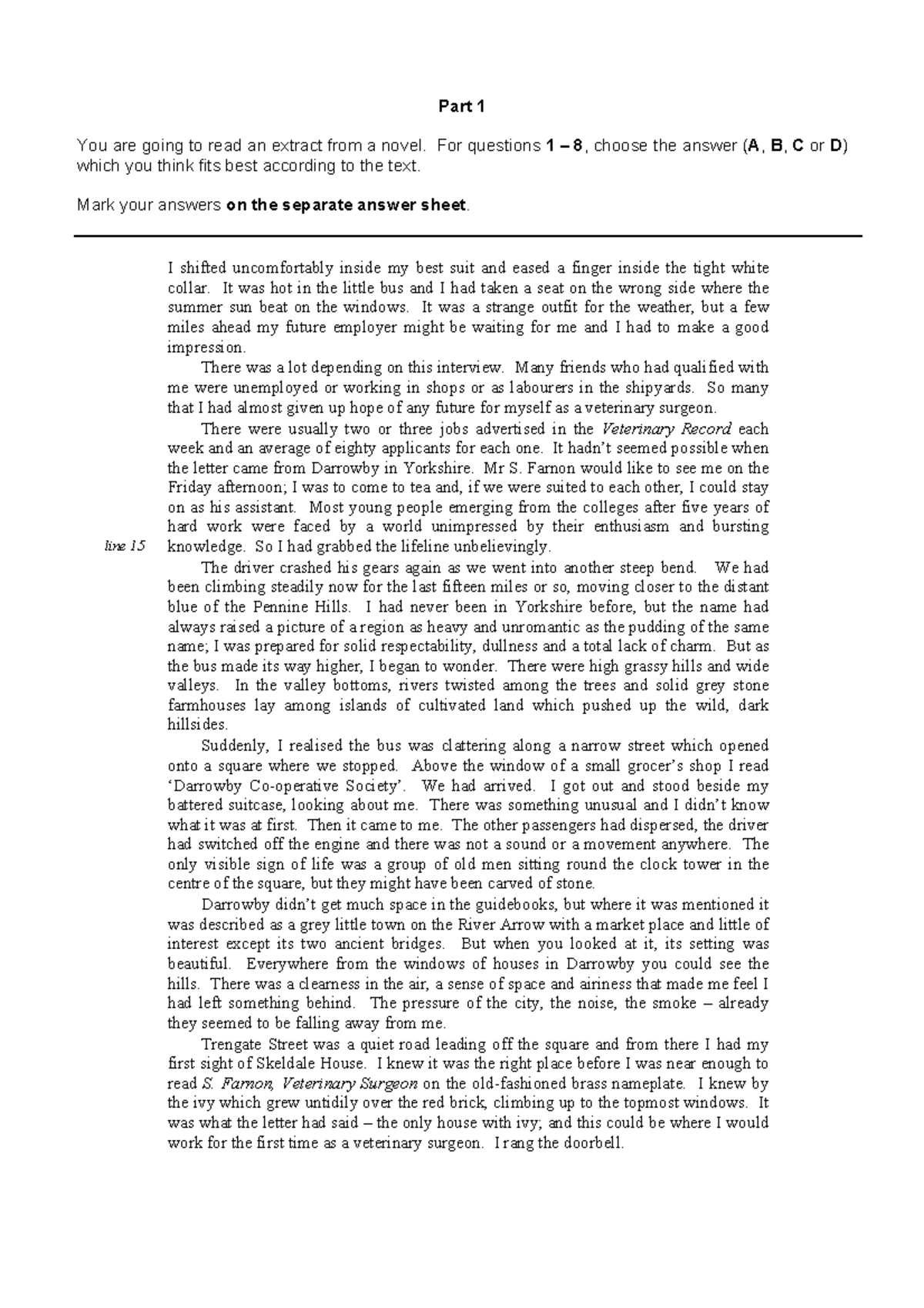 FCE Reading Full Test Notes - Bài Thi FCE: Reading Practice - Studocu