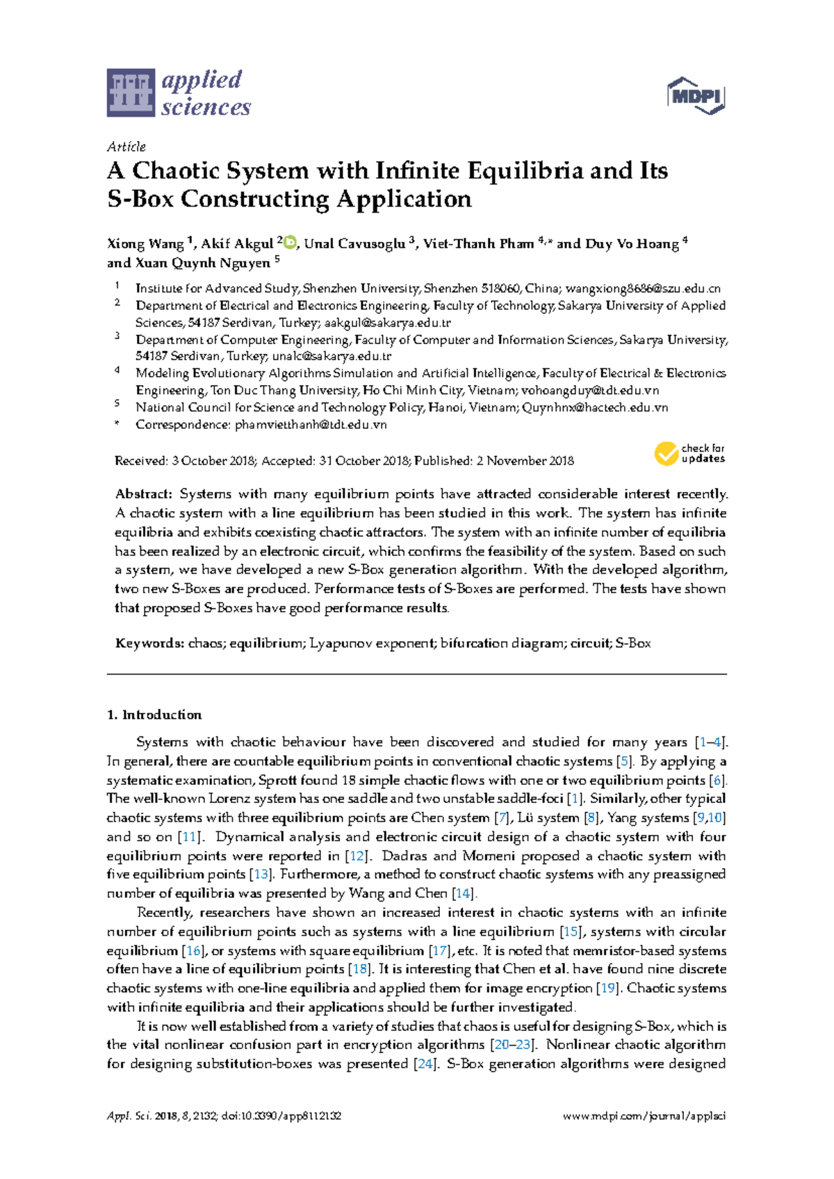Applsci-08-02132 - Lecture Notes - applied sciences Article A Chaotic ...