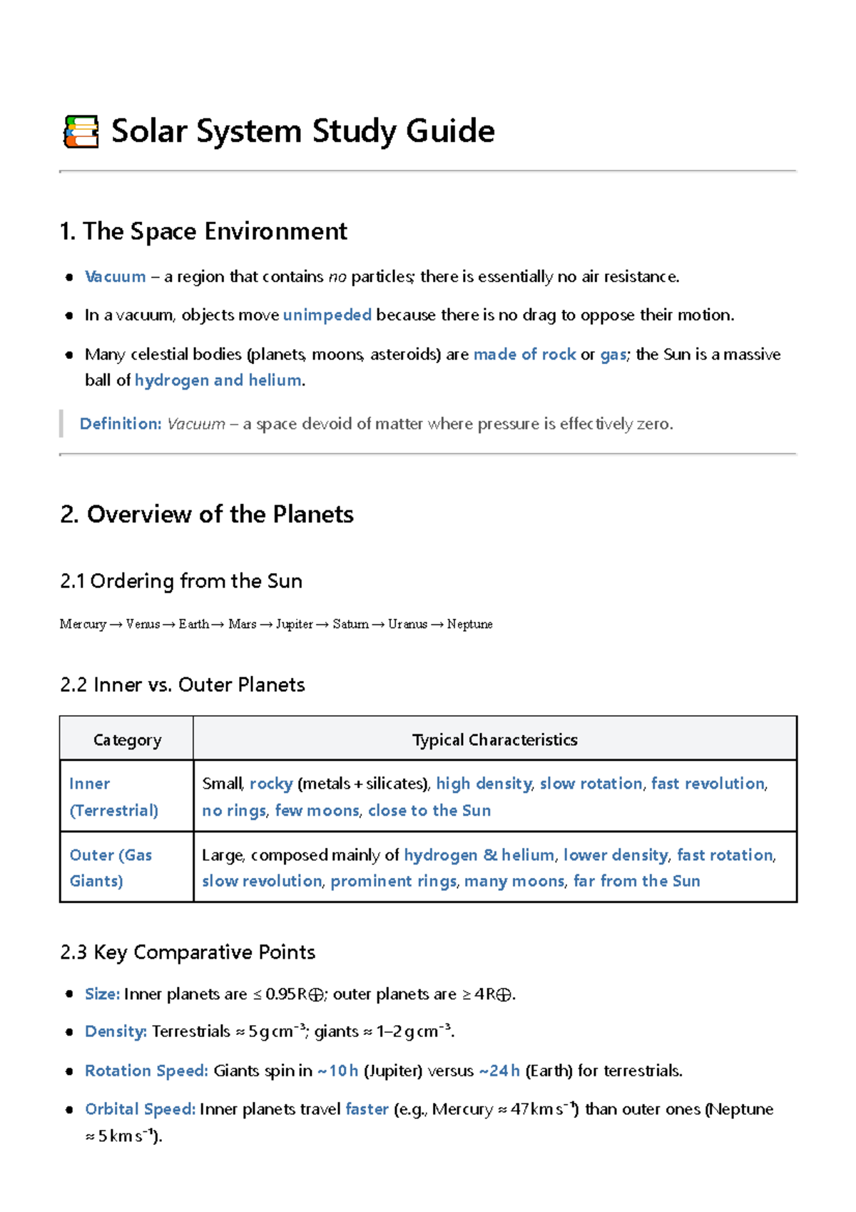Solar System Study Guide: Planets, Gravity, and Seasons - Studocu