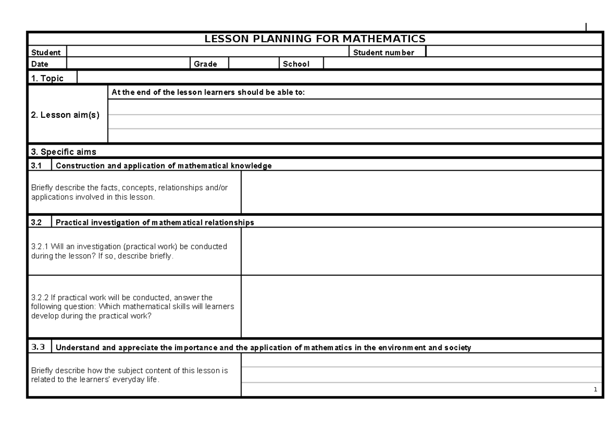 Mathematics Lesson Planning Guide: Effective Strategies & Activities ...