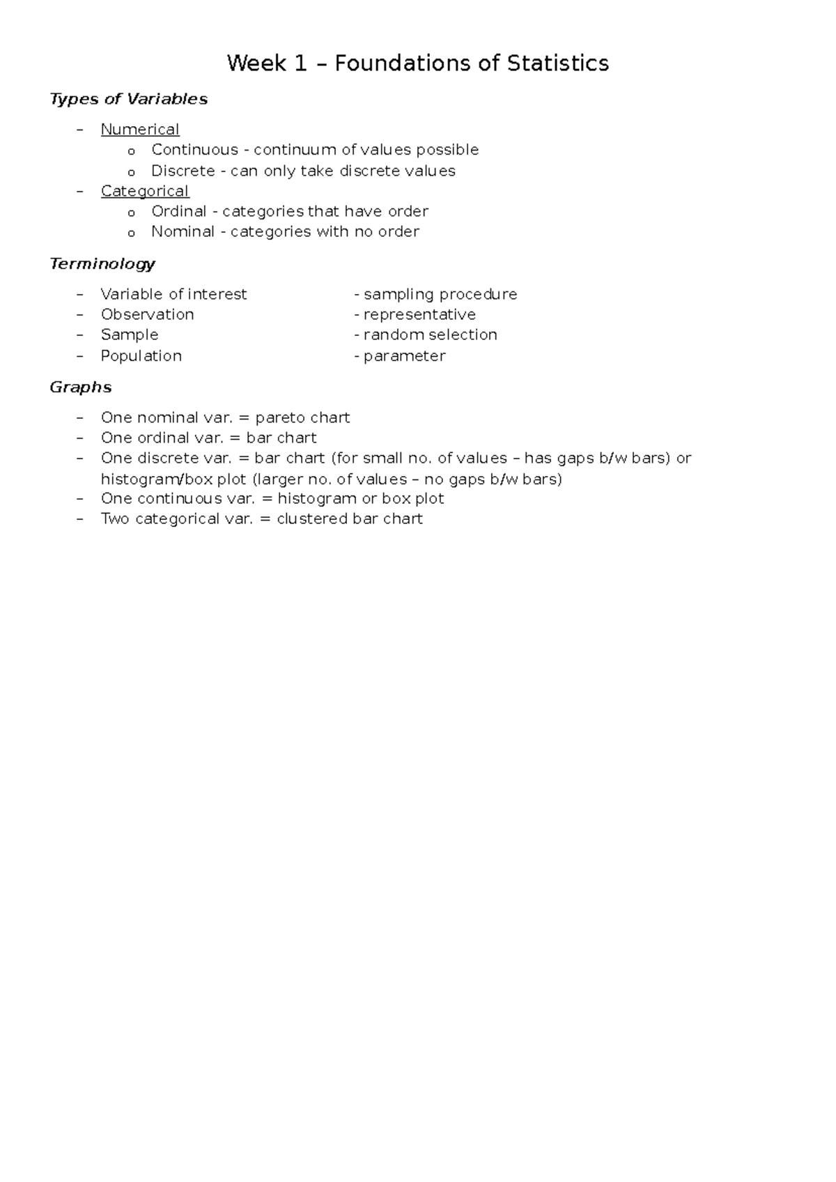 Week 1 - Foundation of Statistics - Week 1 – Foundations of Statistics ...